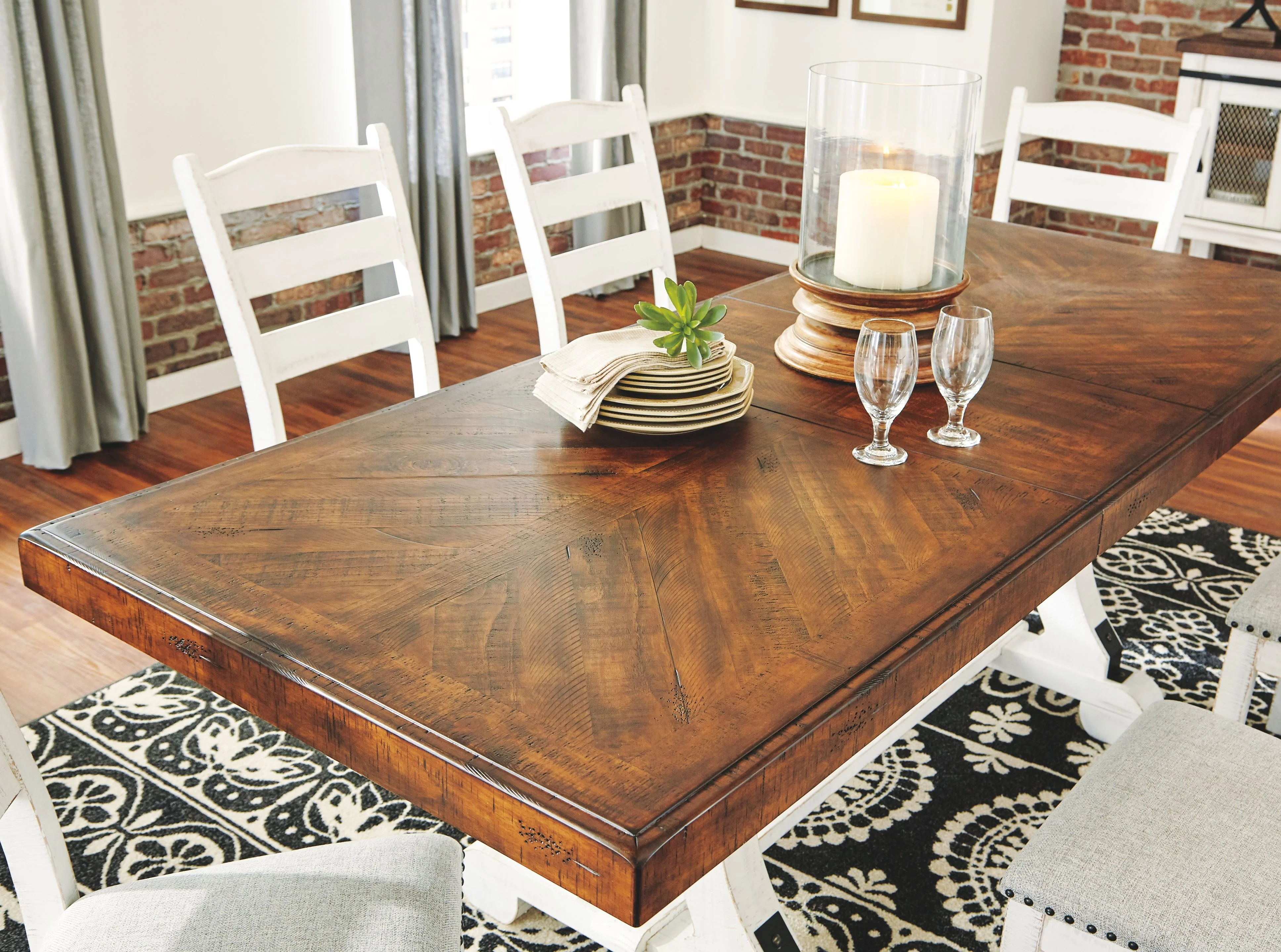 Valebeck - Rectangular Dining Room Table - White / Brown - Image 6
