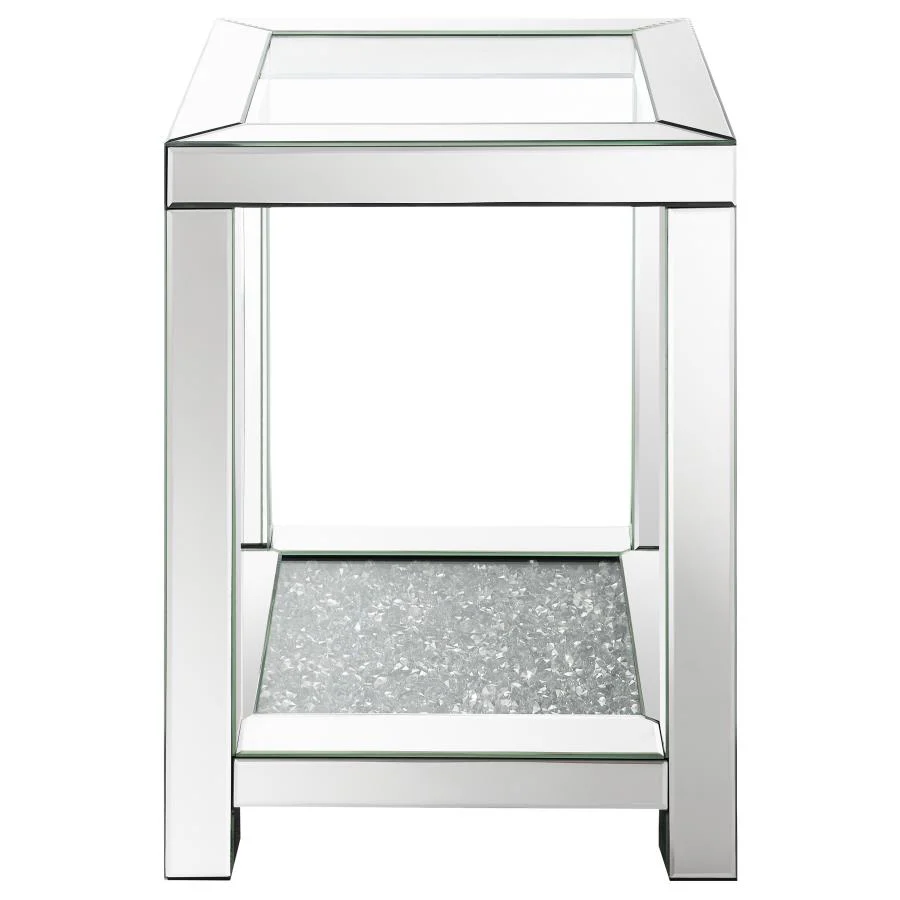 Valentina 1-shelf Square Glass Top Side End Table Silver - Image 2