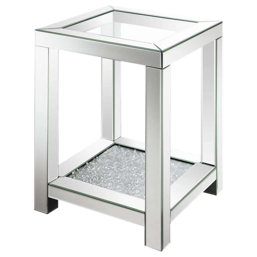 Valentina 1-shelf Square Glass Top Side End Table Silver - Image 3