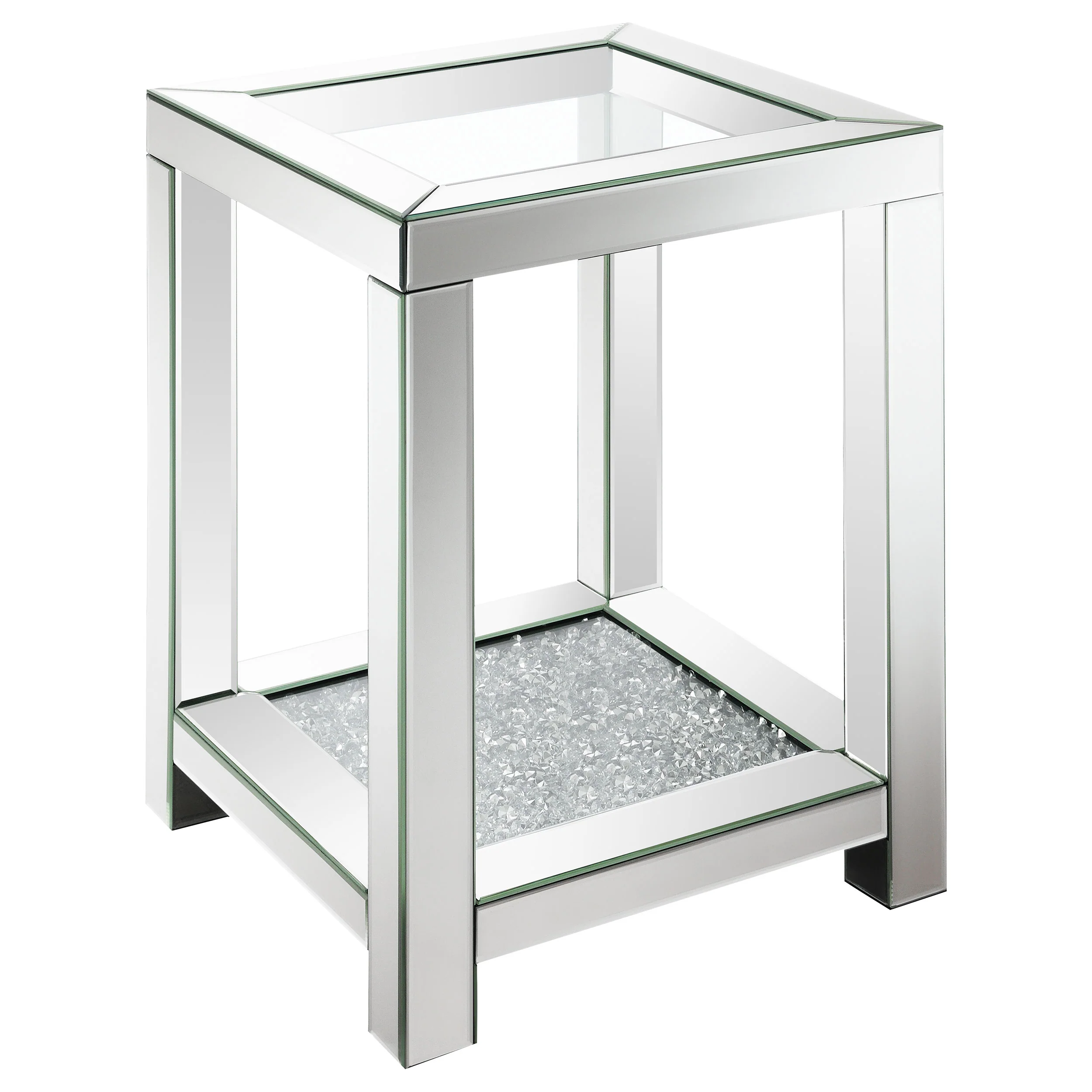 Valentina 1-shelf Square Glass Top Side End Table Silver - Image 7