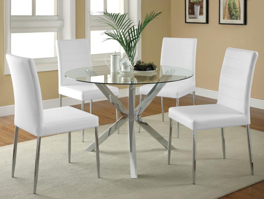 Vance - Round Glass Top Asterisk Dining Table - Chrome - Image 5
