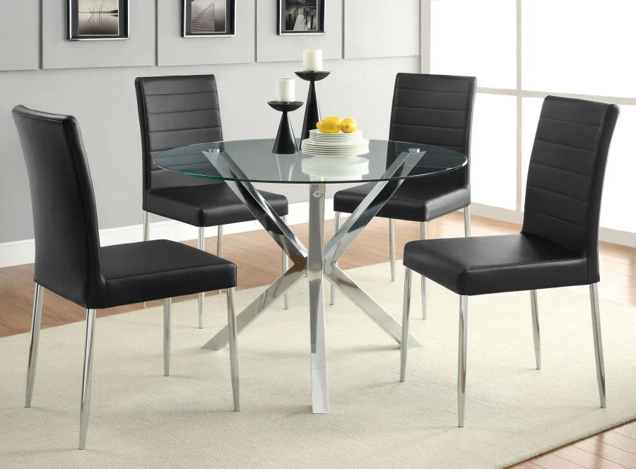 Vance - Round Glass Top Asterisk Dining Table - Chrome - Image 6