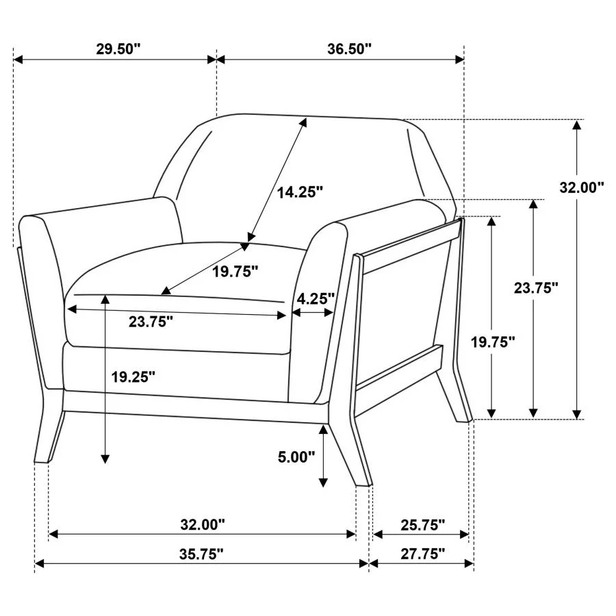 Vaughn - Fabric Upholstered Flared Arm Accent Chair - Gray - Image 10