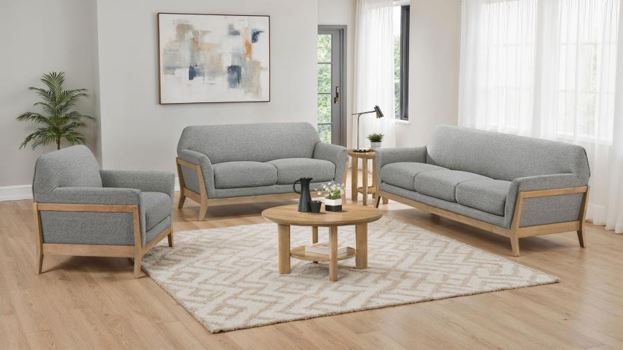 Vaughn - Fabric Upholstered Flared Arm Loveseat - Gray - Image 11