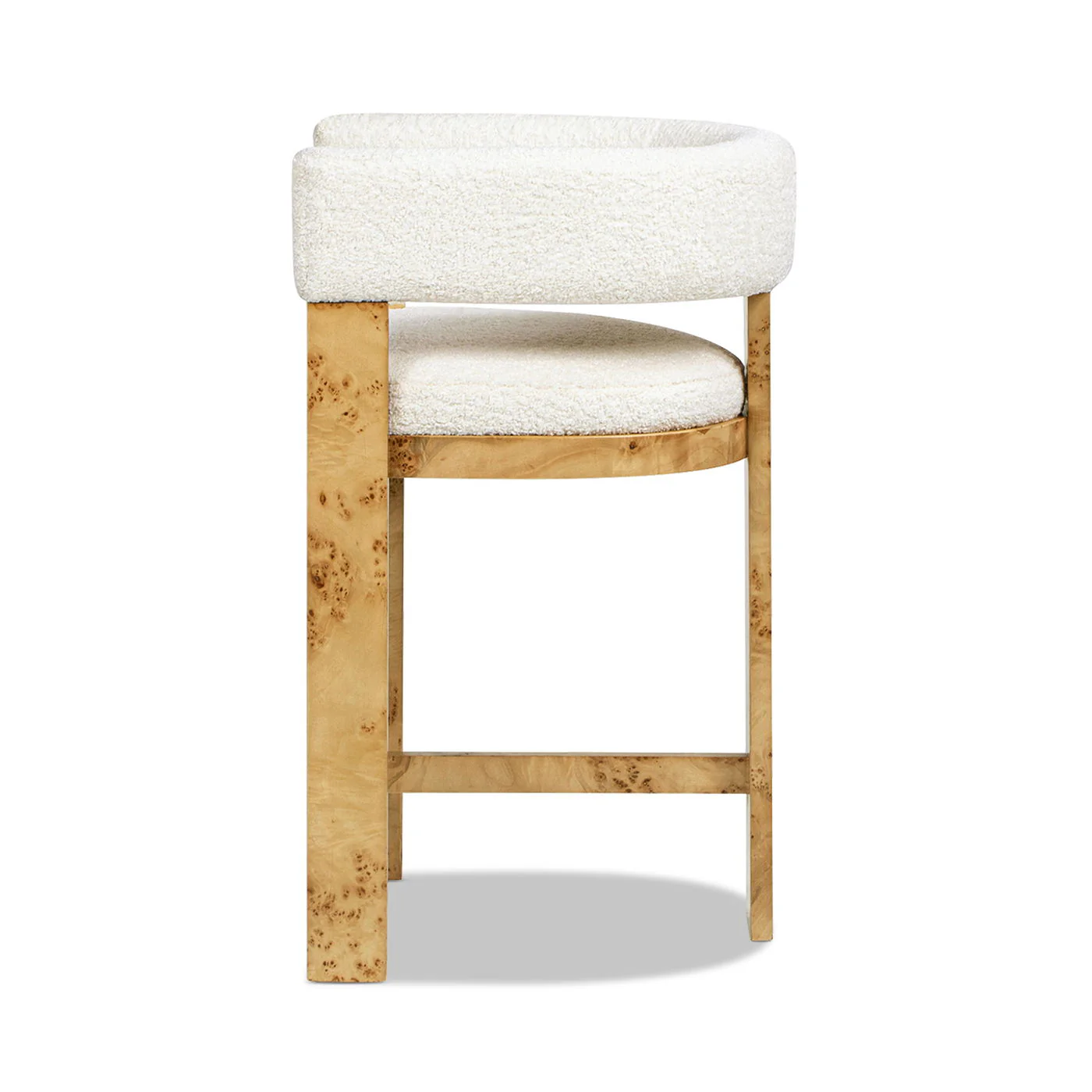 Vavona - Burl Upholstered Barrel Back Counter Height Bar Stool - Polar Off White - Image 11
