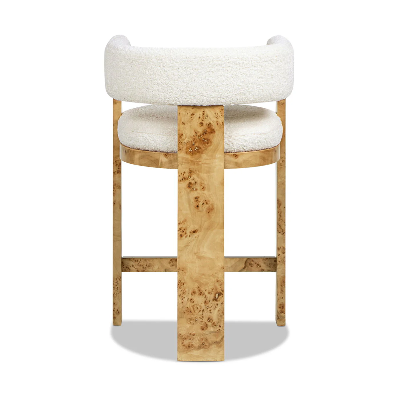 Vavona - Burl Upholstered Barrel Back Counter Height Bar Stool - Polar Off White - Image 5