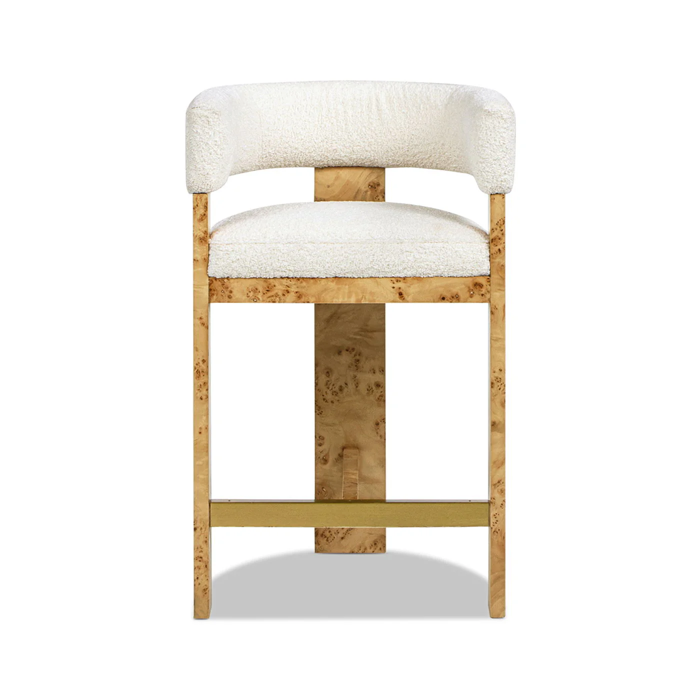 Vavona - Burl Upholstered Barrel Back Counter Height Bar Stool - Polar Off White - Image 8