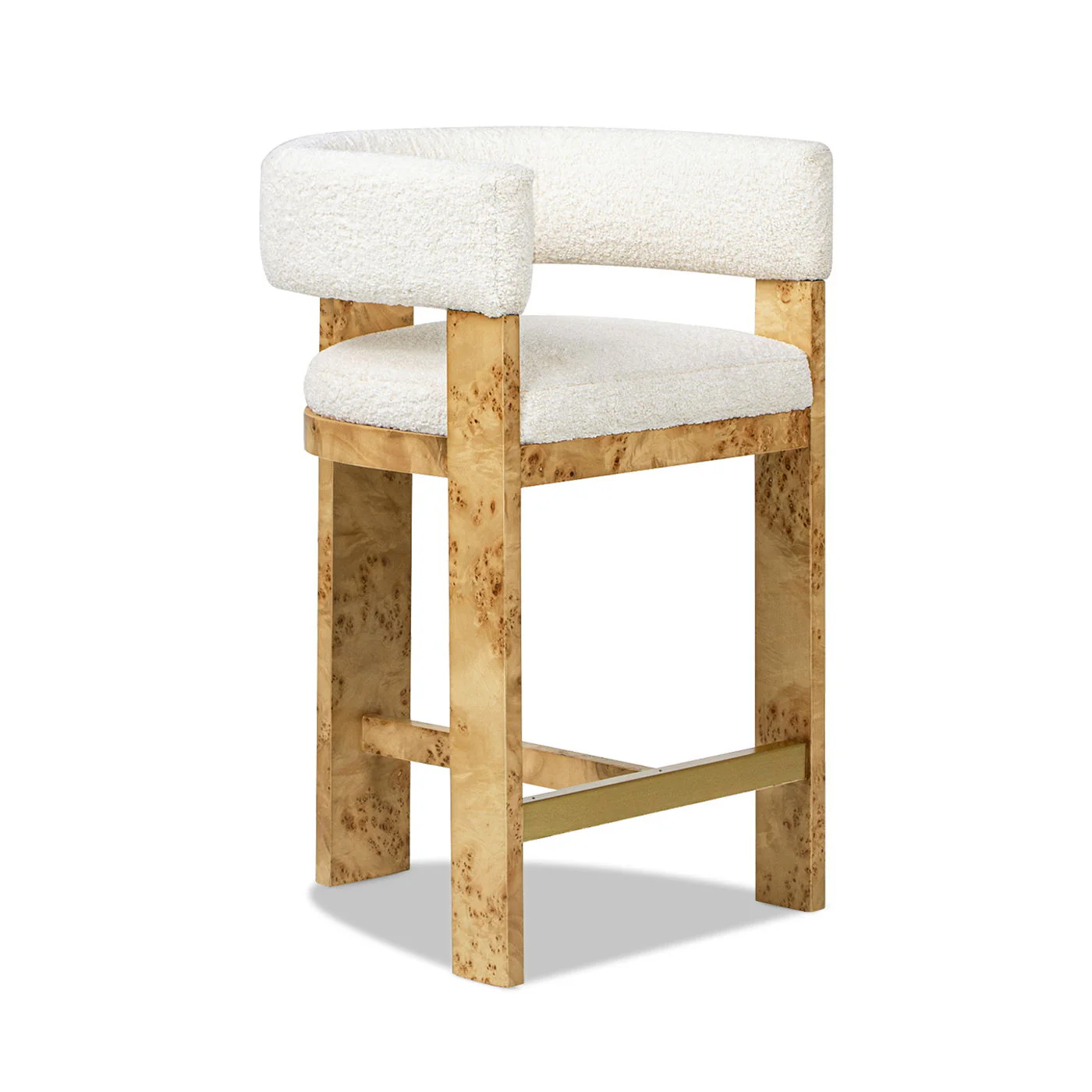 Vavona - Burl Upholstered Barrel Back Counter Height Bar Stool - Polar Off White - Image 9