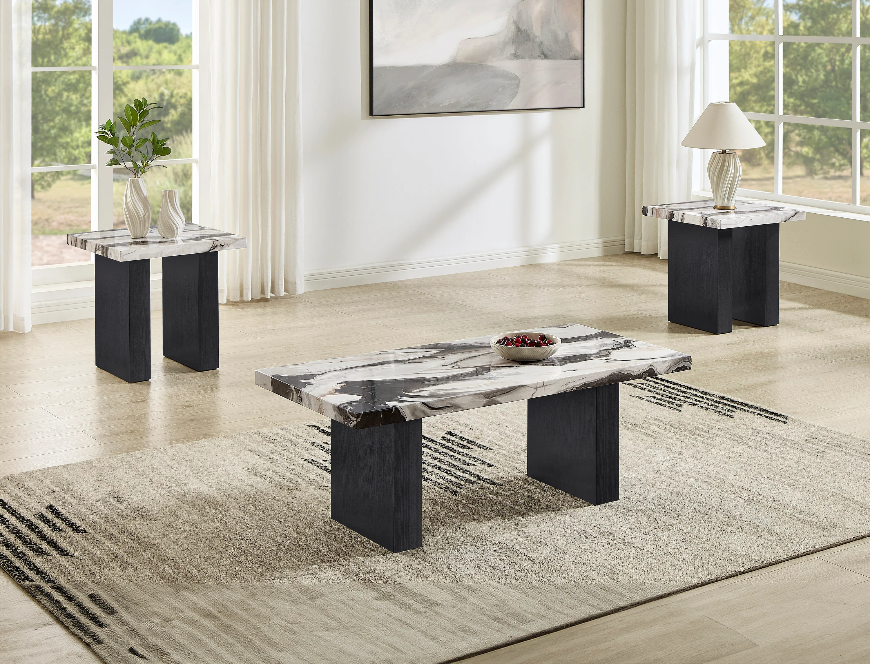 Vega 3-Pk Faux Marble Cocktail Set