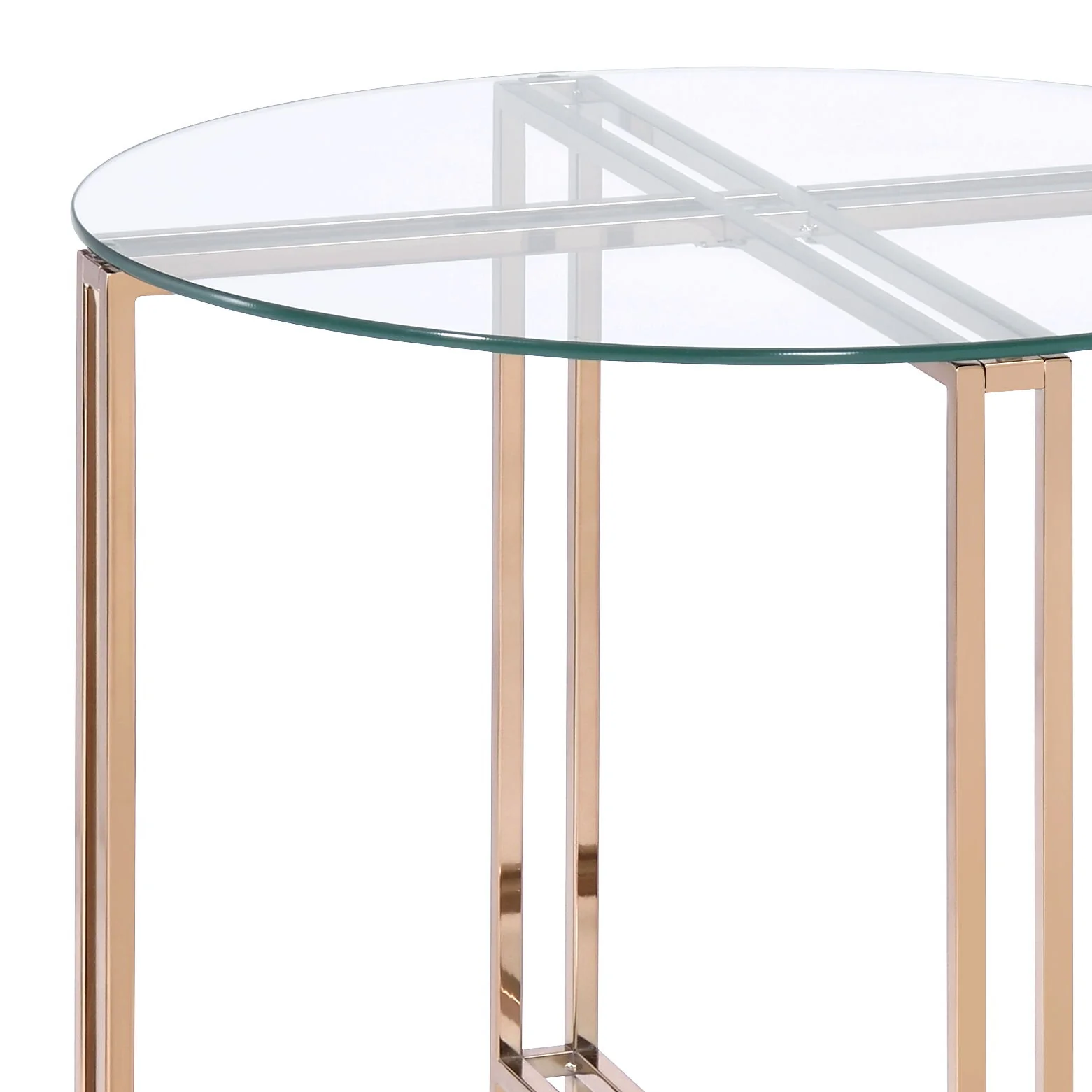 Veises - Clear Glass Top With End Table - Champagne - Image 5