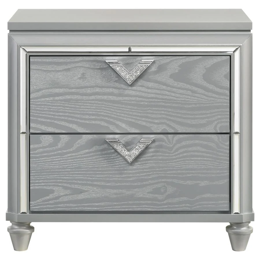 Veronica 2-drawer Nightstand Light Silver - Image 2