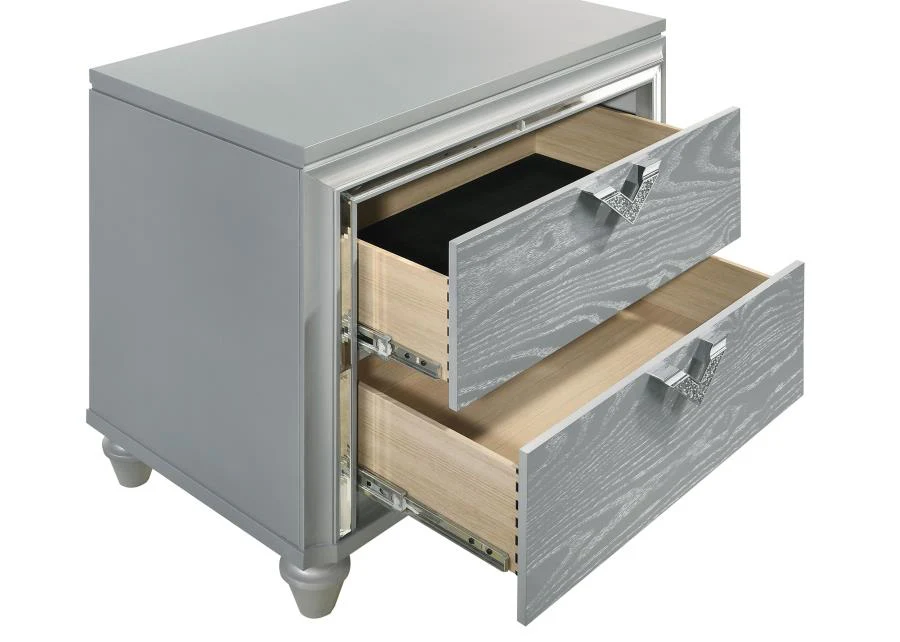 Veronica 2-drawer Nightstand Light Silver - Image 9
