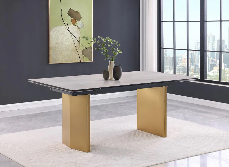 Vesa - Glass Top Extension Dining Table - Beige - Image 2