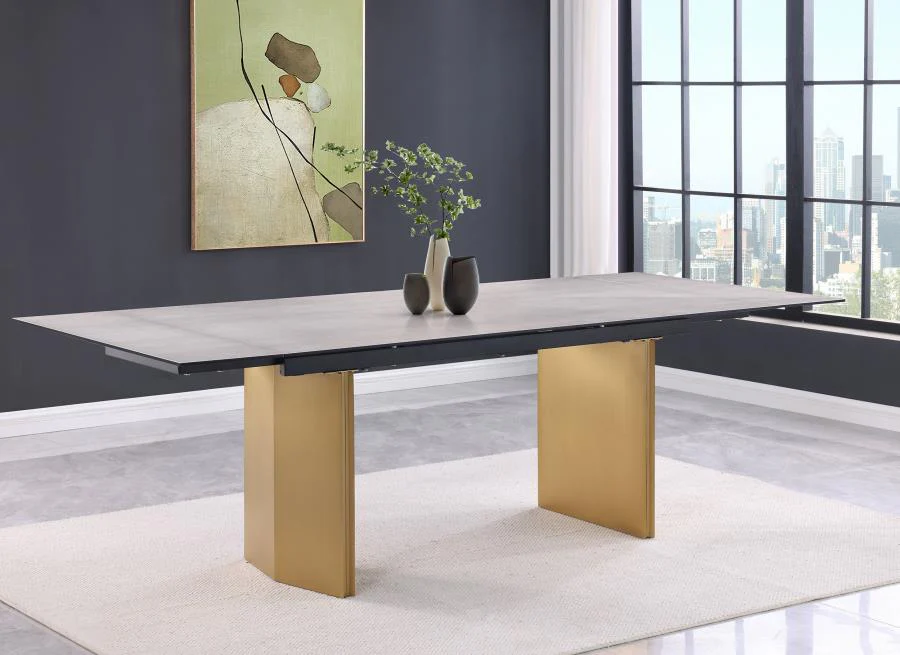Vesa - Glass Top Extension Dining Table - Beige - Image 3