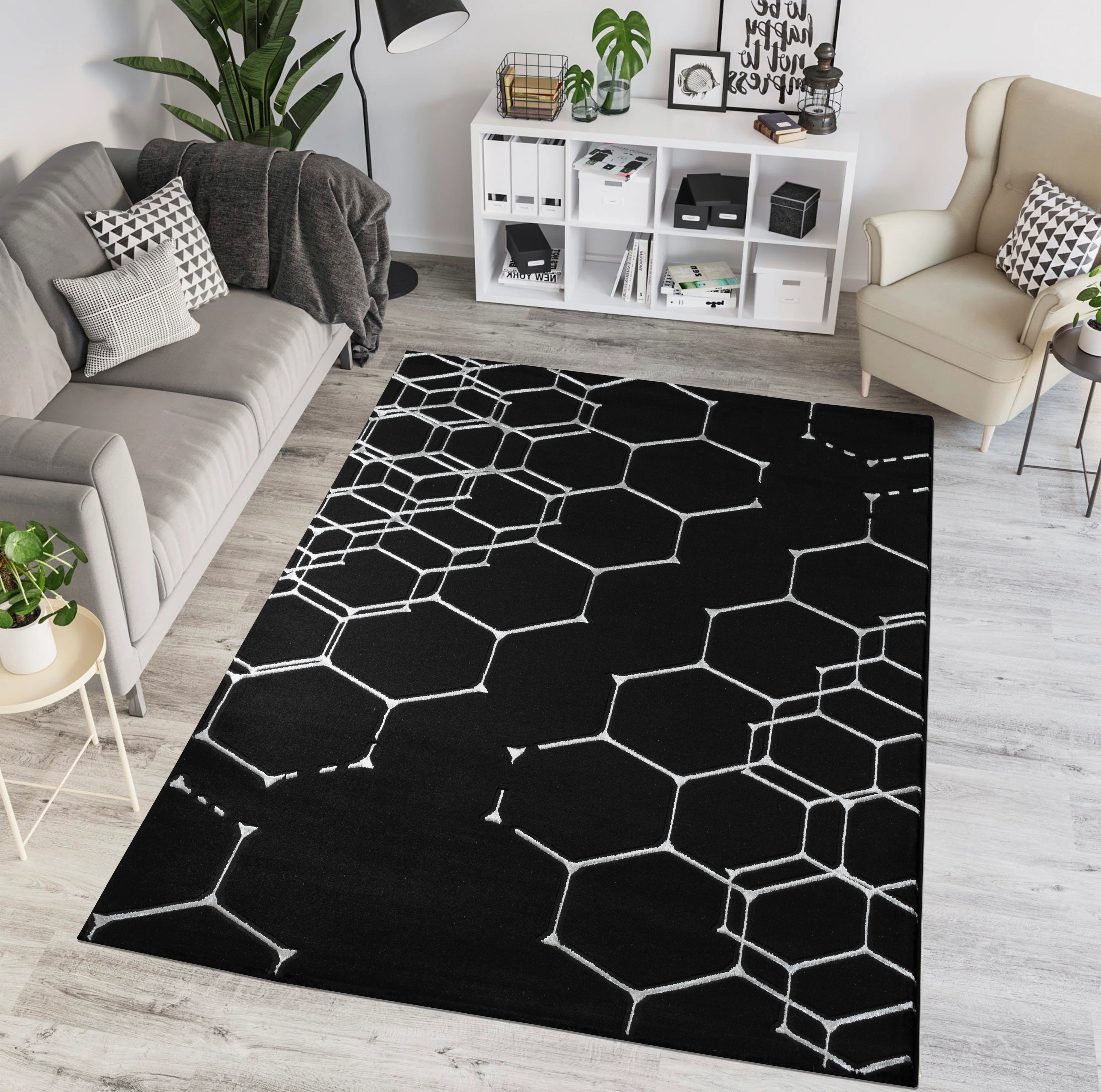.Hive Black/White Rug - 6' 6" x 9' 0" - Image 2