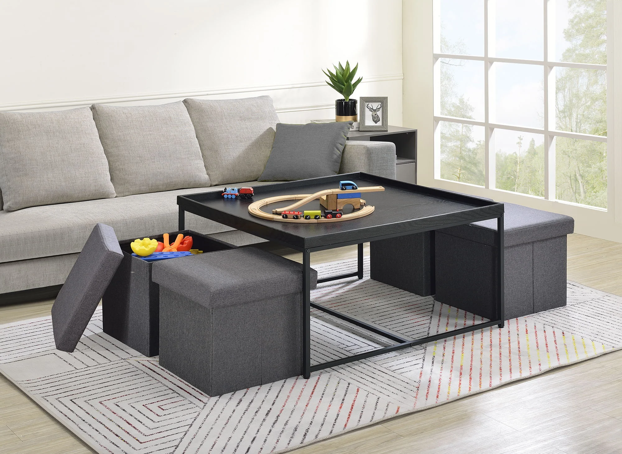 Vinny - Wood Grain Coffee Table Set With Raised Edges - Image 12