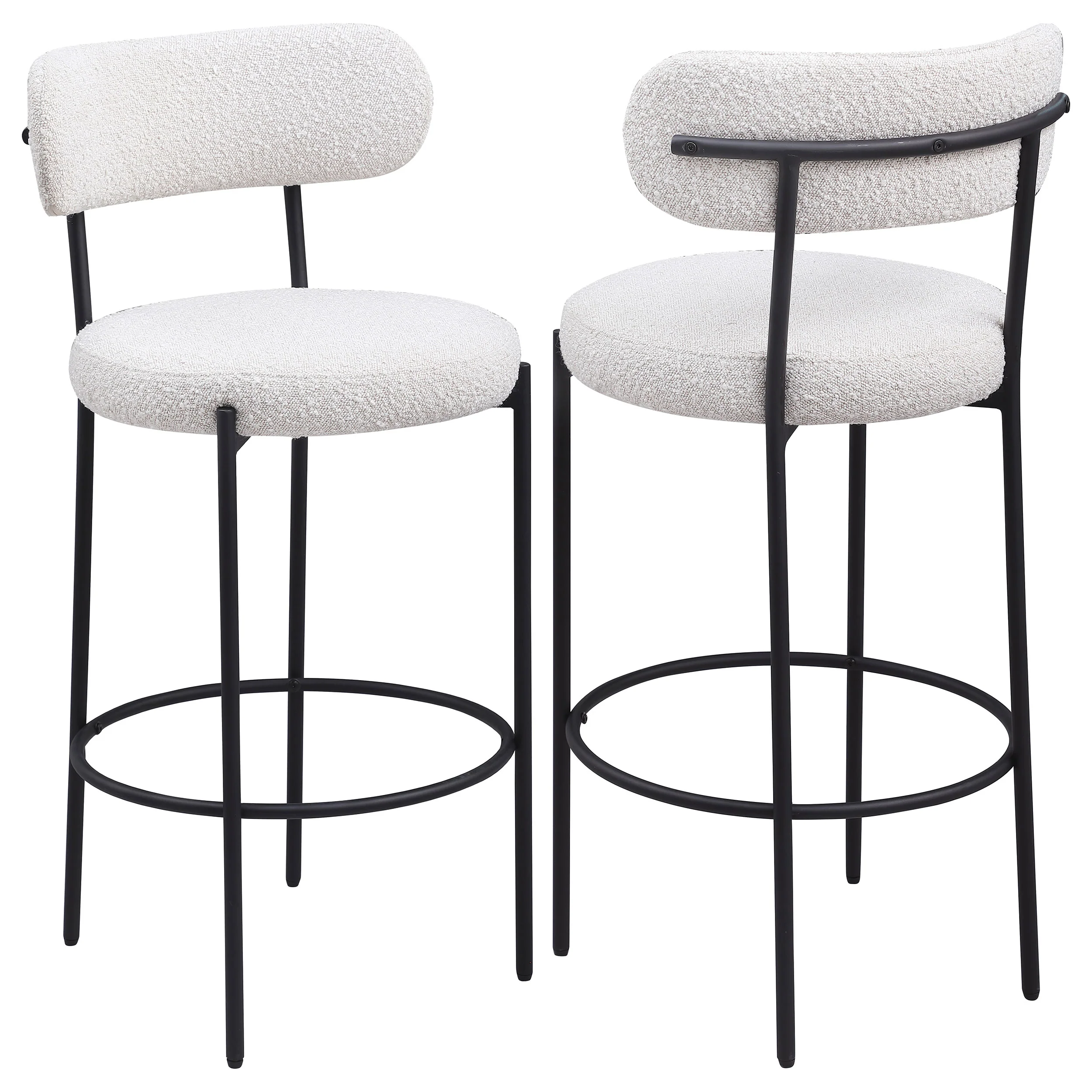 Viola Boucle Upholstered Bar Chair Cream (Set of 2) - Image 13
