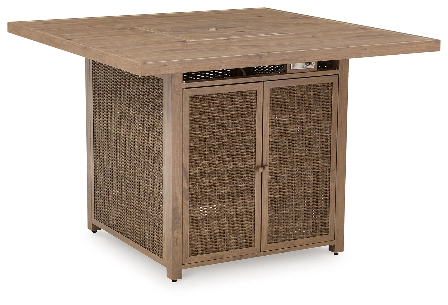 Walton Bridge - Driftwood - 5 Pc. - Square Dining Table W/Fire Pit, 4 Barstools - Image 10