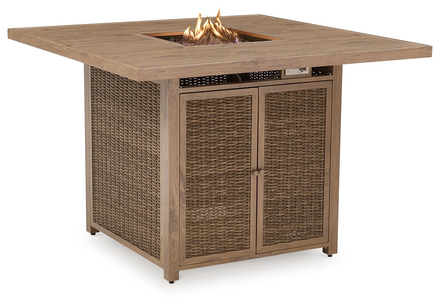 Walton Bridge - Driftwood - 5 Pc. - Square Dining Table W/Fire Pit, 4 Barstools - Image 7