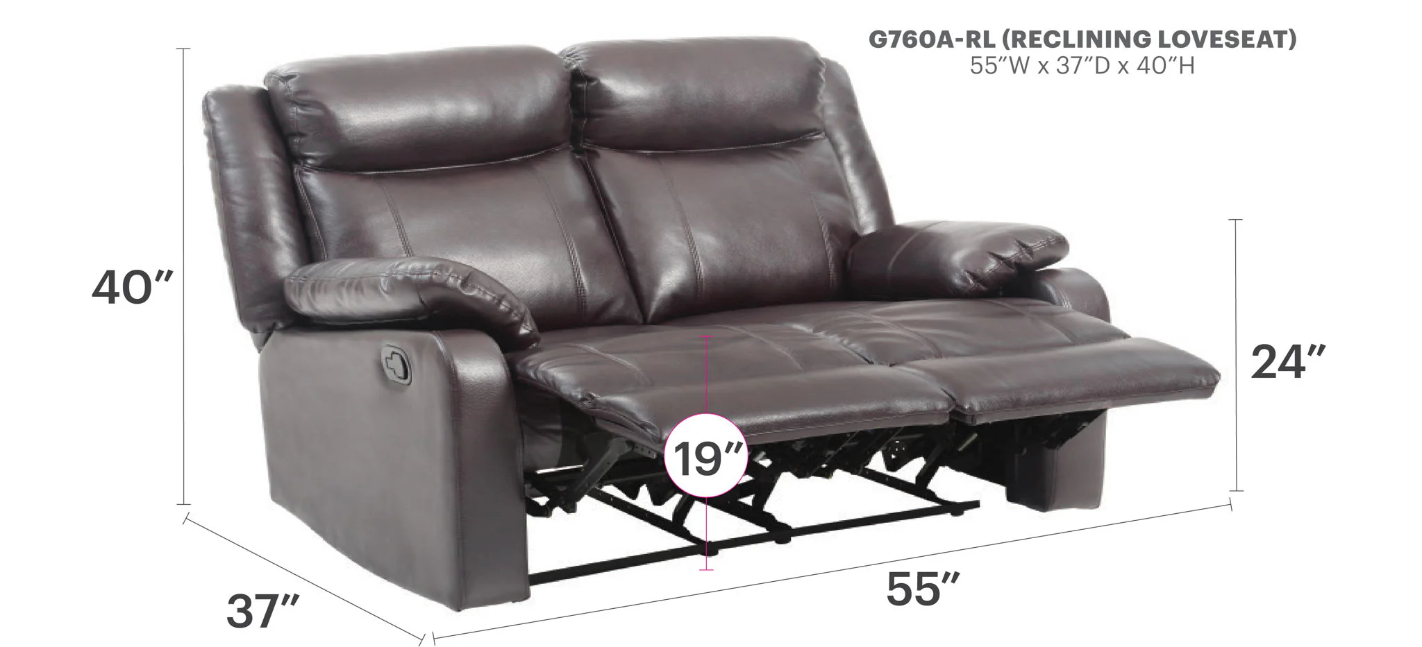 Ward - Stylish Reclining Loveseat For Two - Image 4