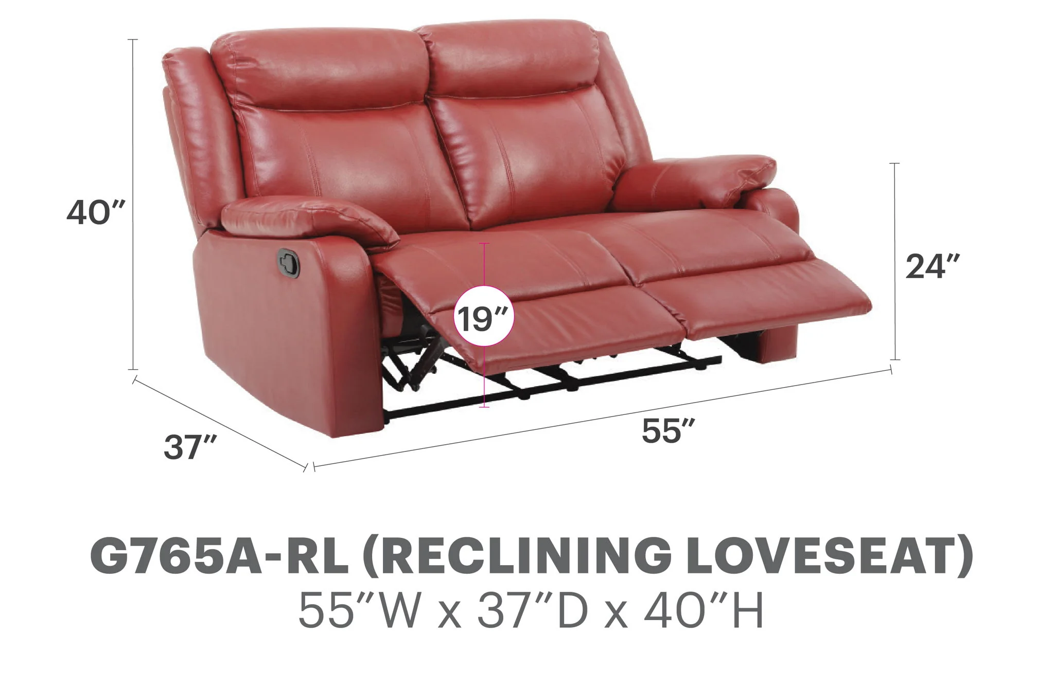 Ward - Stylish Reclining Loveseat For Two - Image 5