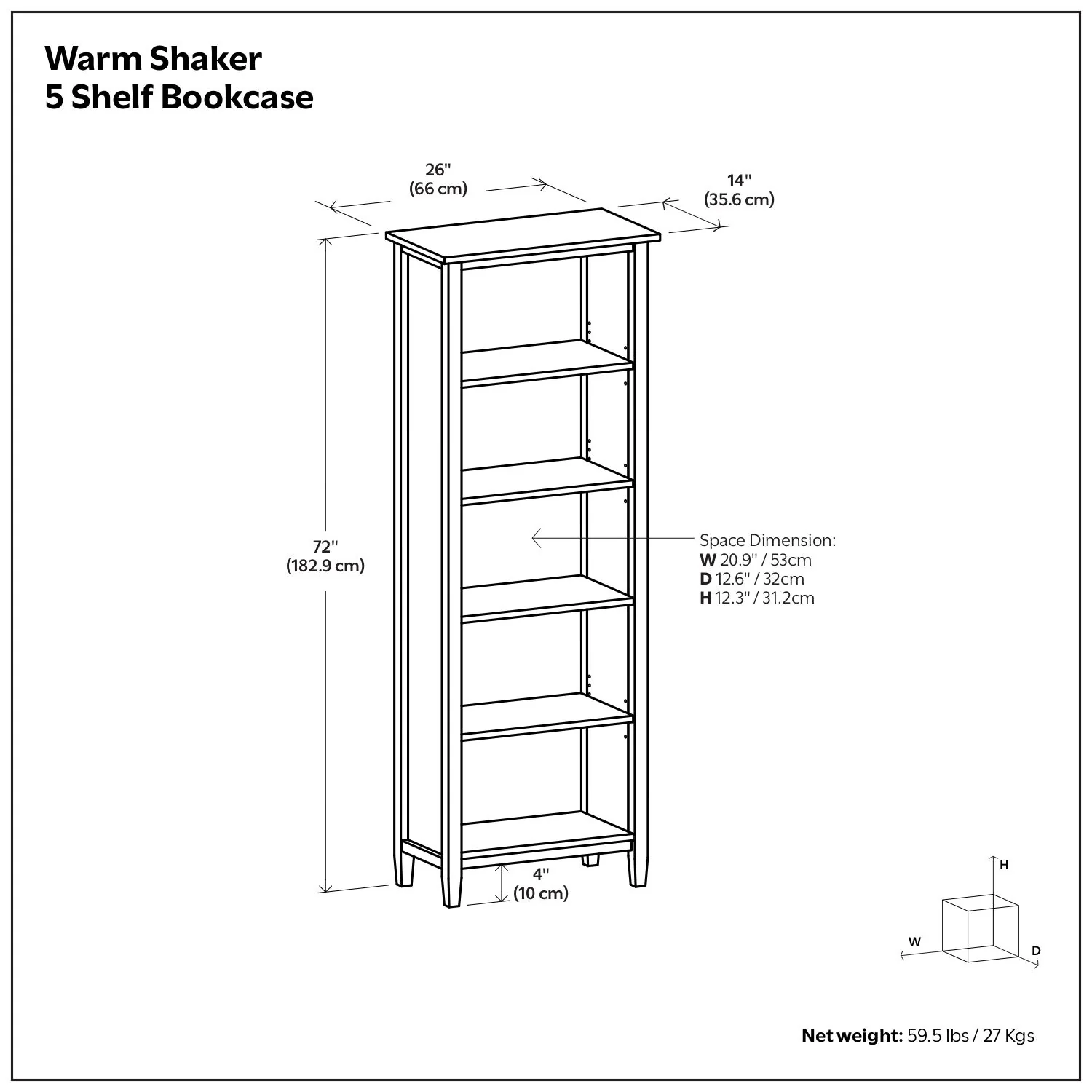 Warm Shaker - 5 Shelf Bookcase - Image 3