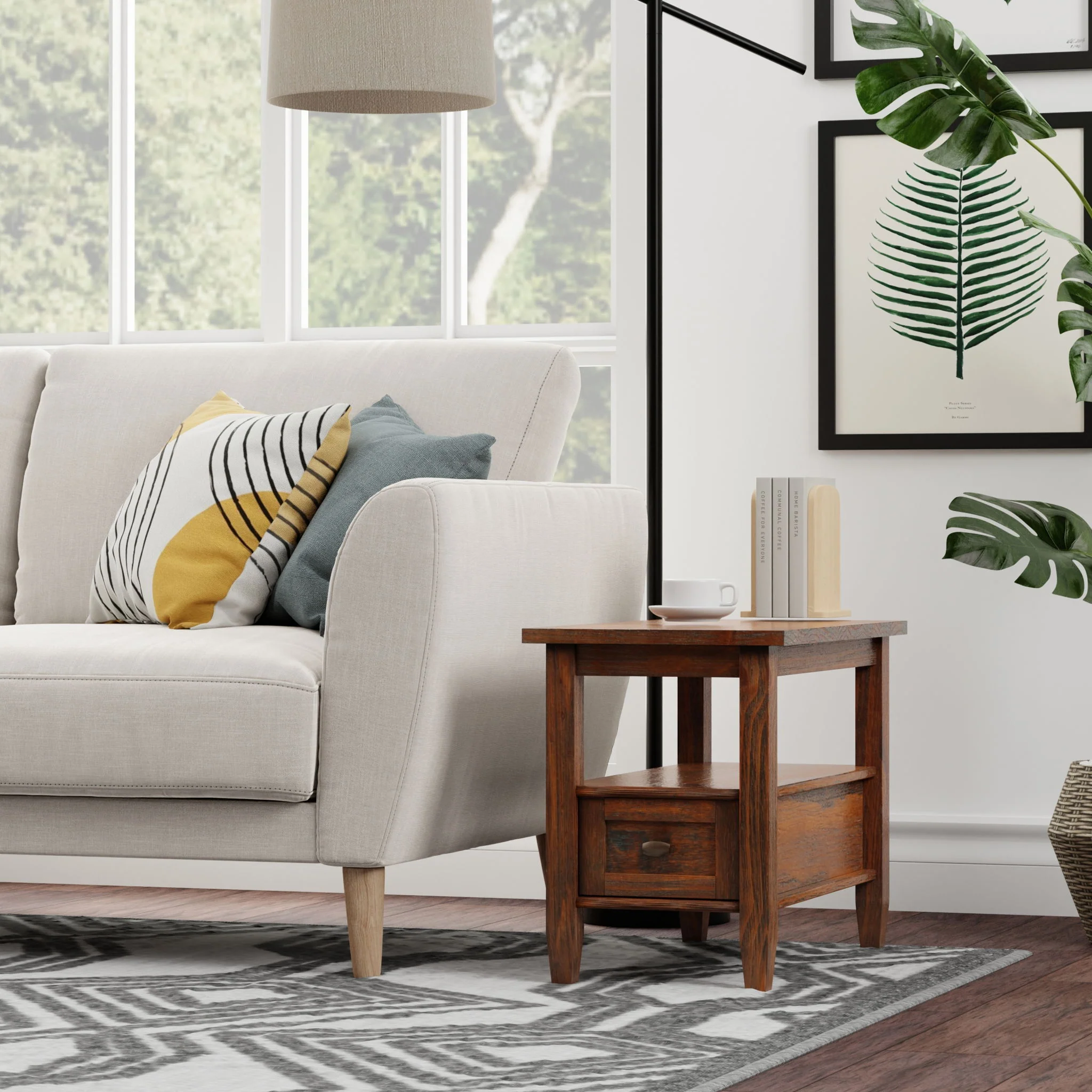 Warm Shaker - Narrow Side Table - Distressed Charcoal Brown - Image 9