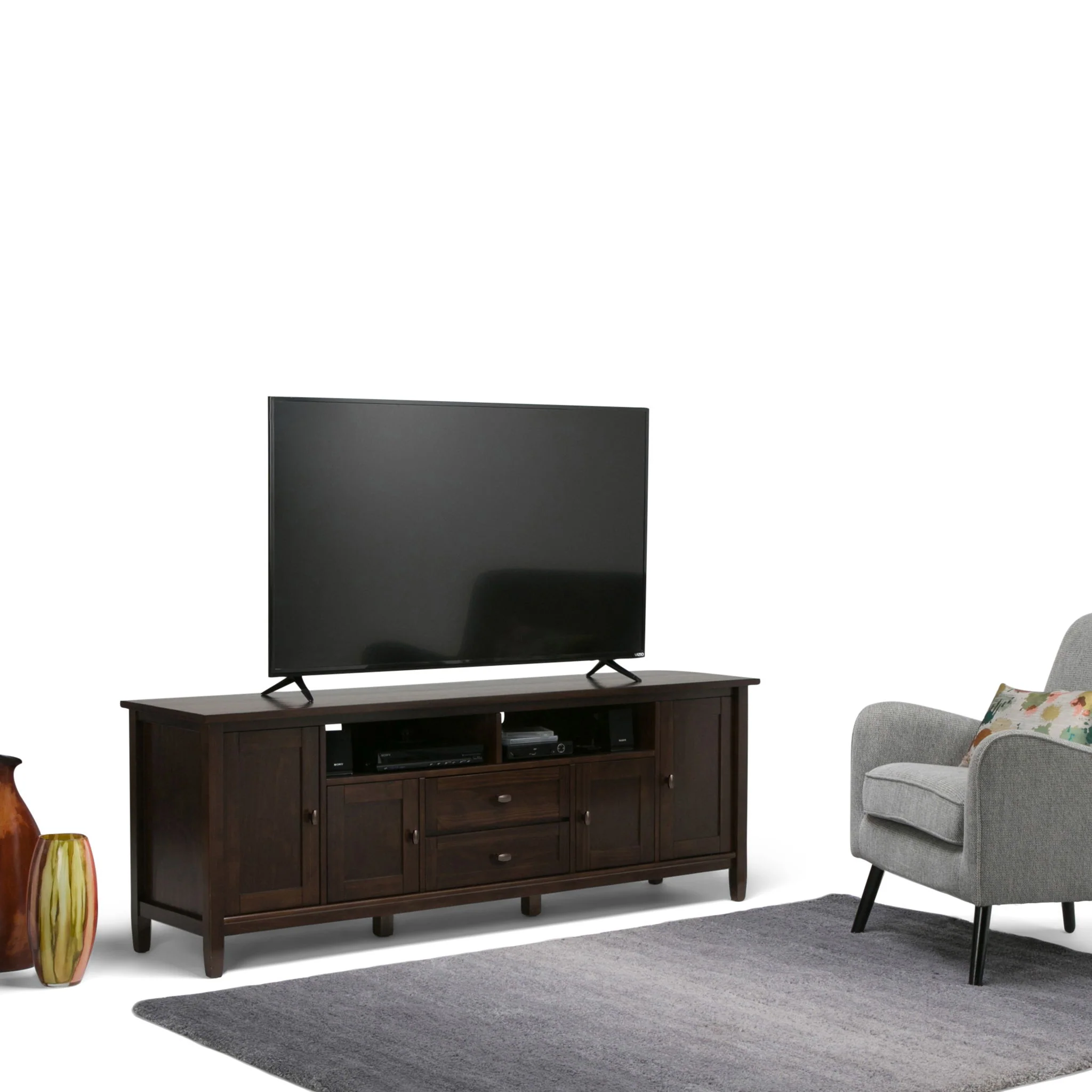 Warm Shaker - TV Media Stand Handcrafted - Tobacco Brown - Image 5