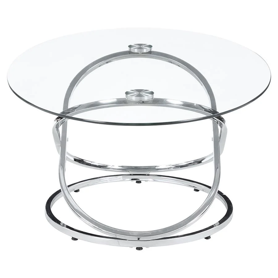Warren - 3 Piece Oval Glass Top Coffee Table Set - Chrome - Image 5