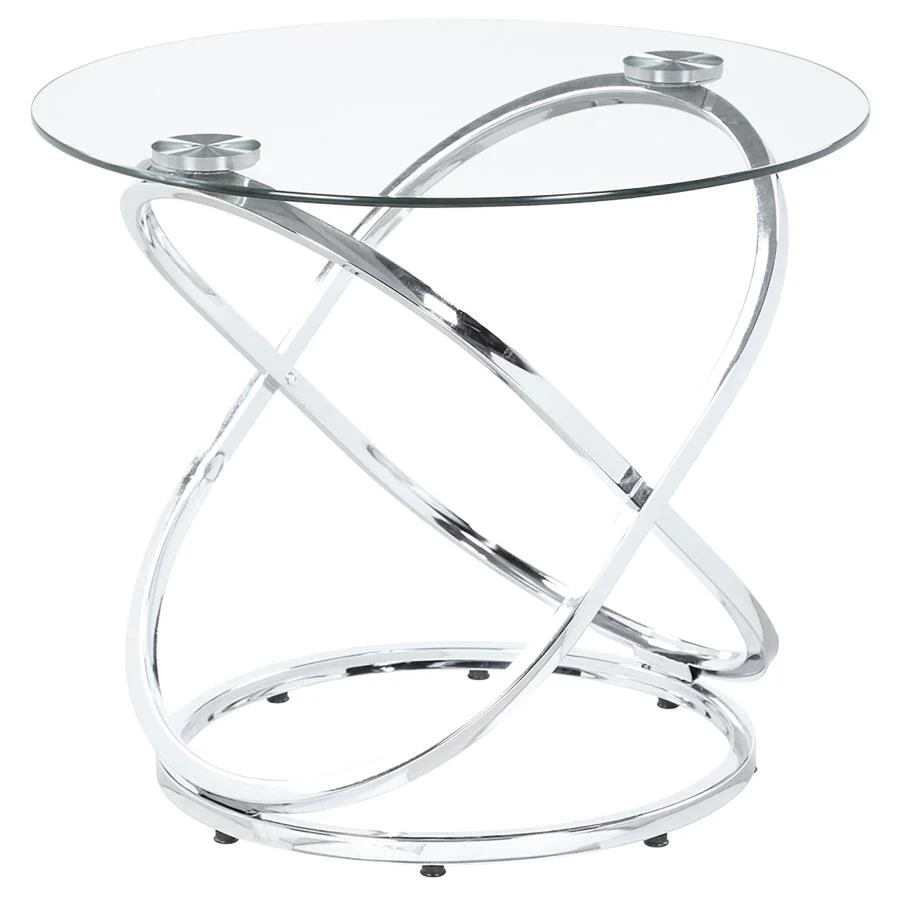 Warren - 3 Piece Oval Glass Top Coffee Table Set - Chrome - Image 6