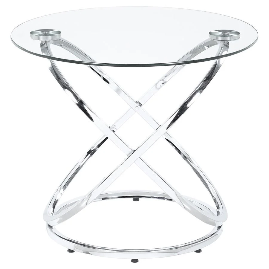 Warren - 3 Piece Oval Glass Top Coffee Table Set - Chrome - Image 7