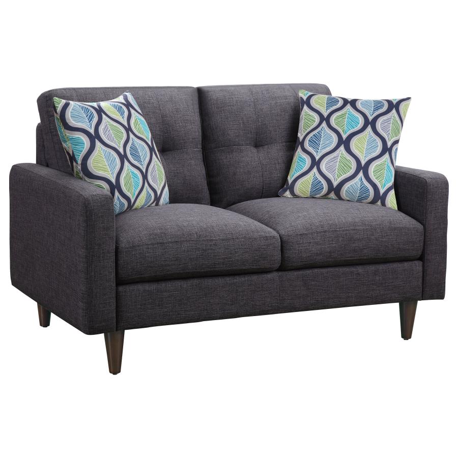 Watsonville Upholstered Track Arm Tufted Loveseat Grey - Image 10