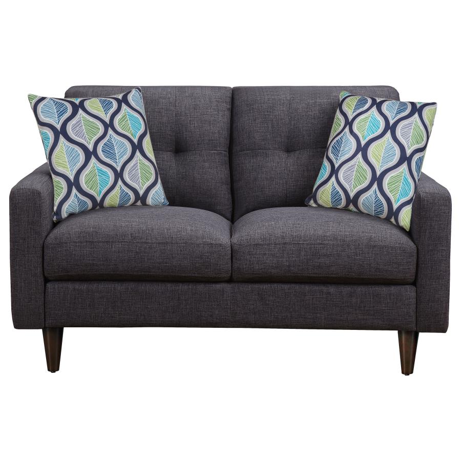 Watsonville Upholstered Track Arm Tufted Loveseat Grey - Image 2