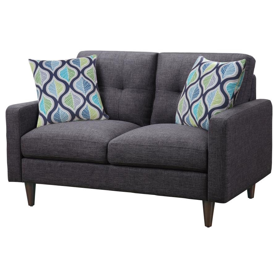 Watsonville Upholstered Track Arm Tufted Loveseat Grey - Image 3