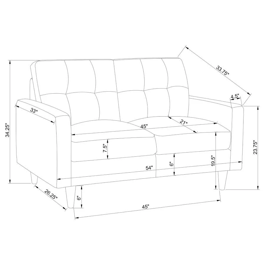 Watsonville Upholstered Track Arm Tufted Loveseat Grey - Image 9