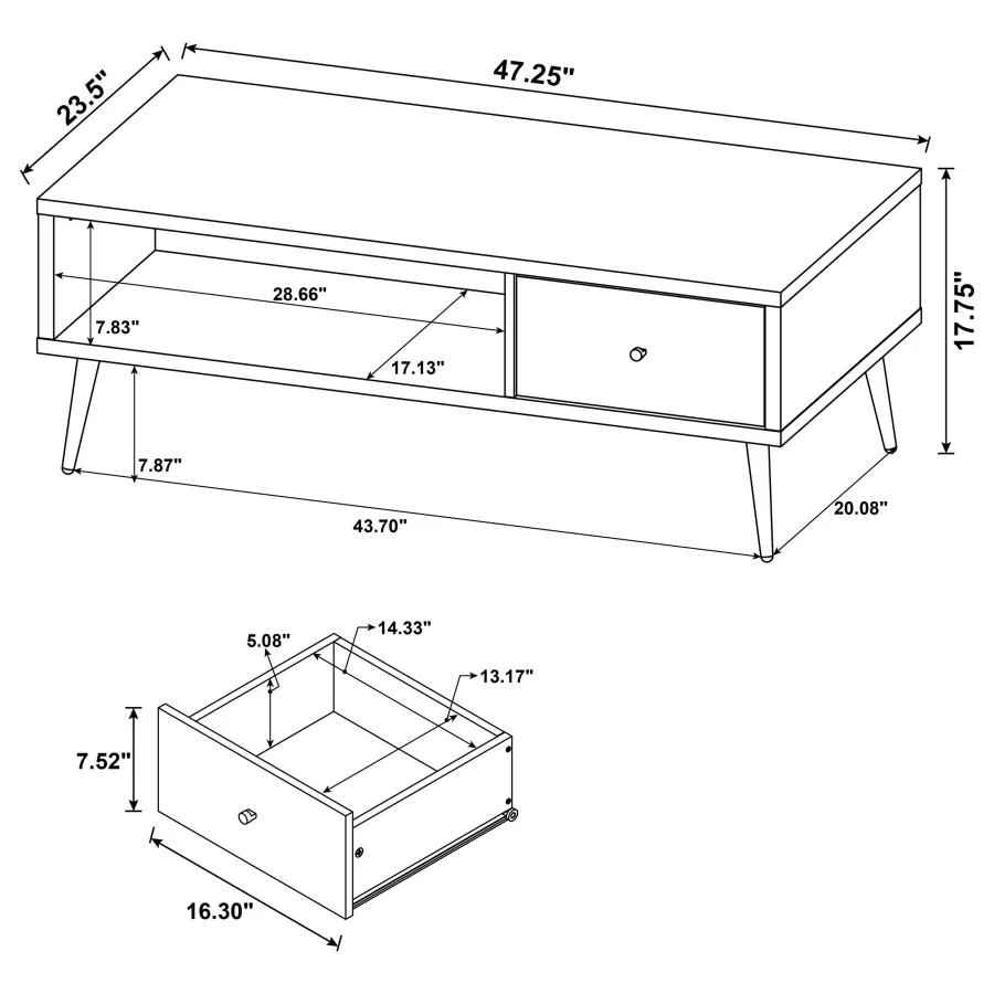 Welsh - 1-Drawer Engineered Wood Coffee Table Antique Pine - Distressed Pine - Image 11