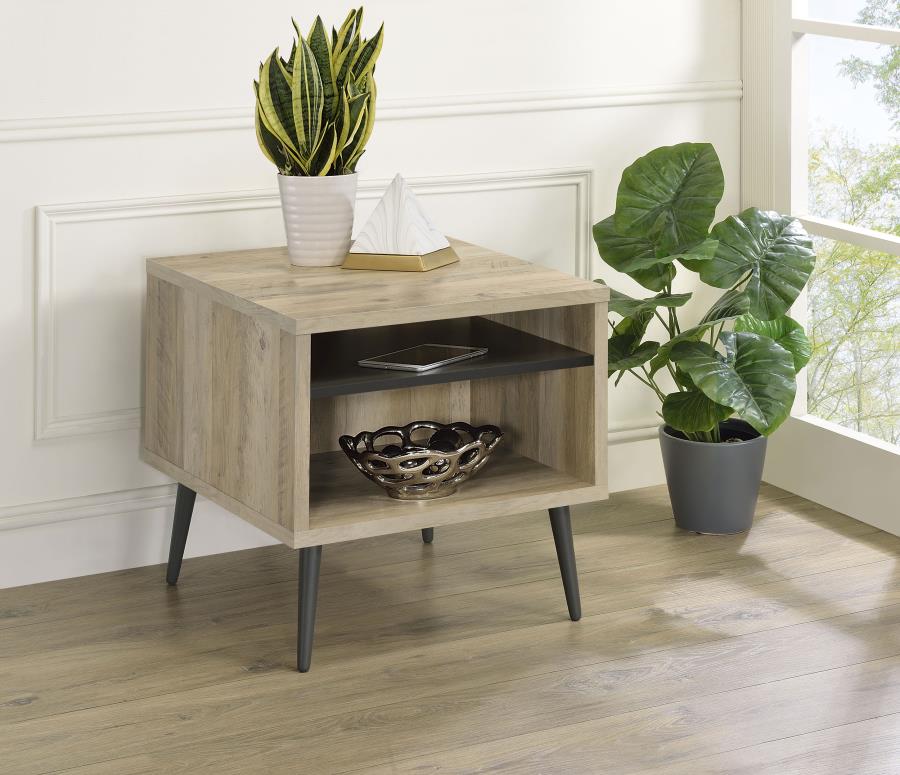 Welsh - Square Engineered Wood Side End Table Antique Pine - Distressed Pine - Image 2
