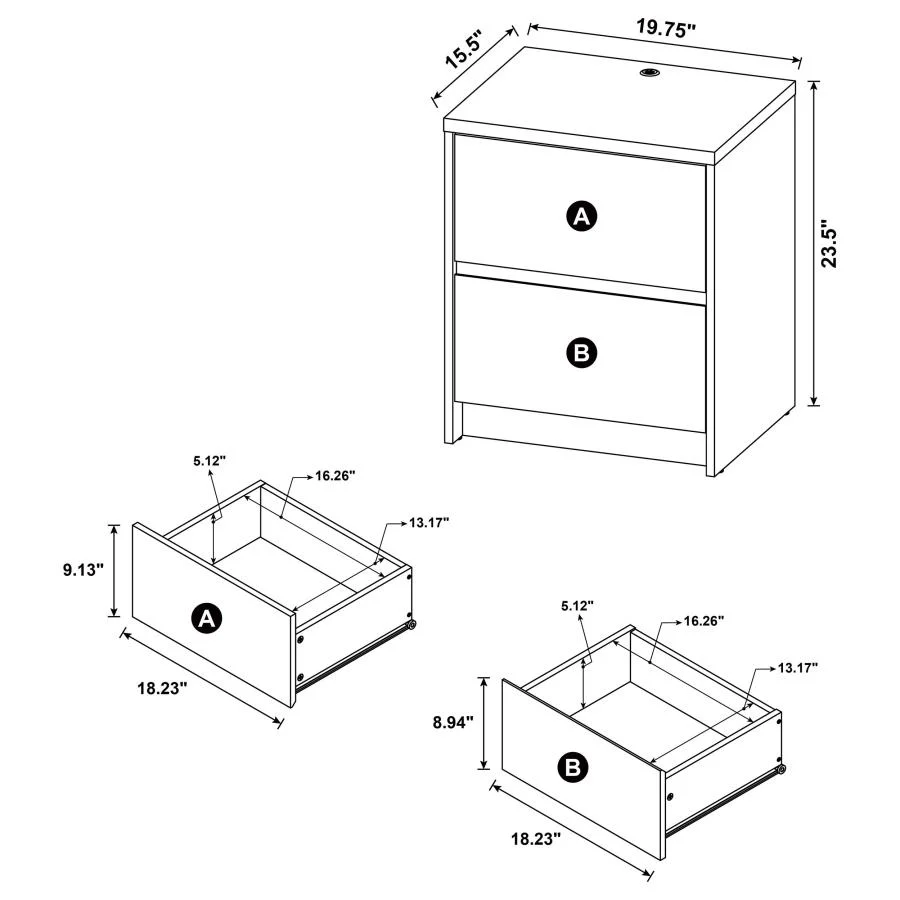 Westpark - 2-Drawer Nightstand LED Lights And USB - Image 41