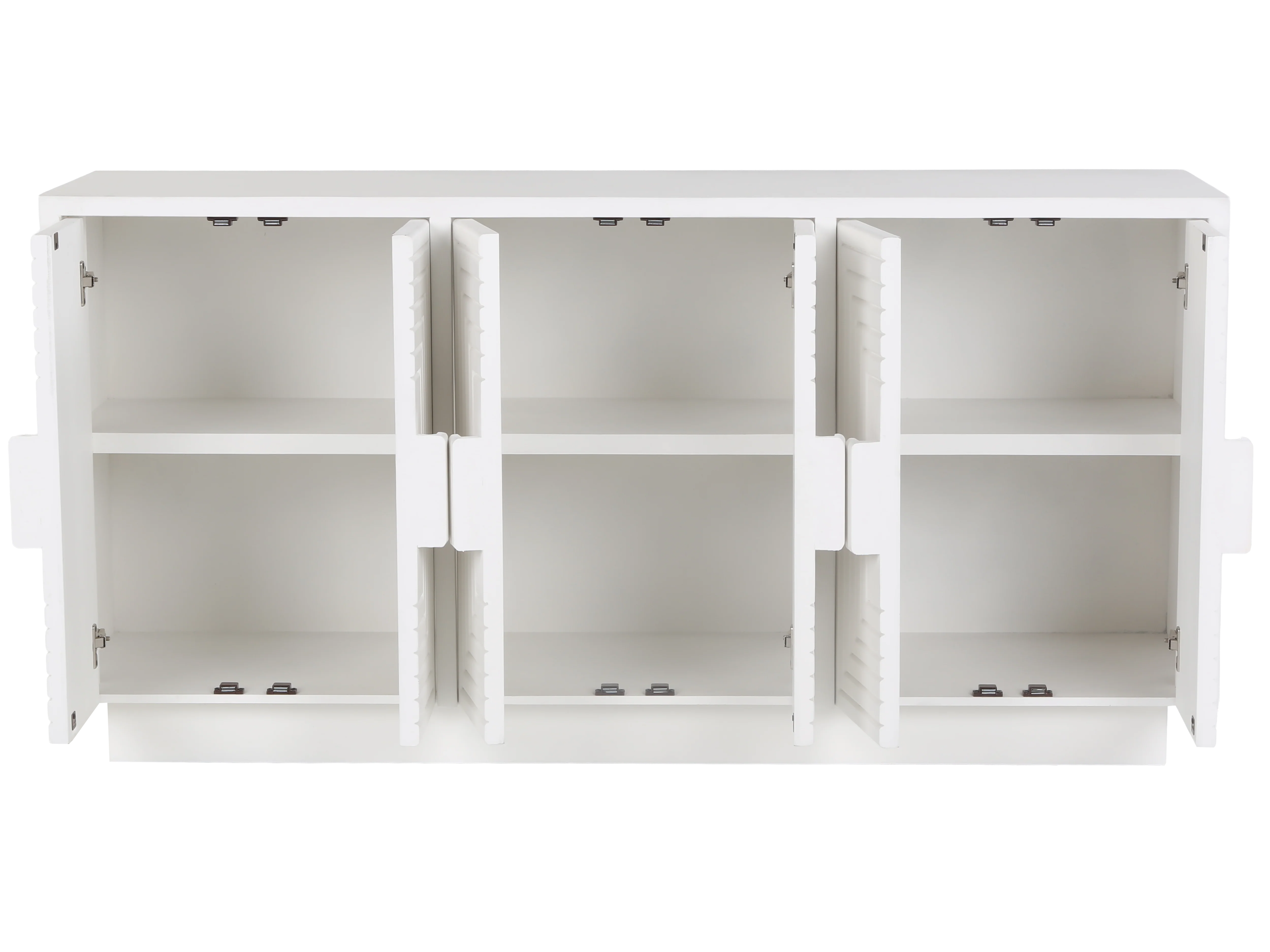 White 6-Door Sideboard with Geometric Panel Design - Image 3
