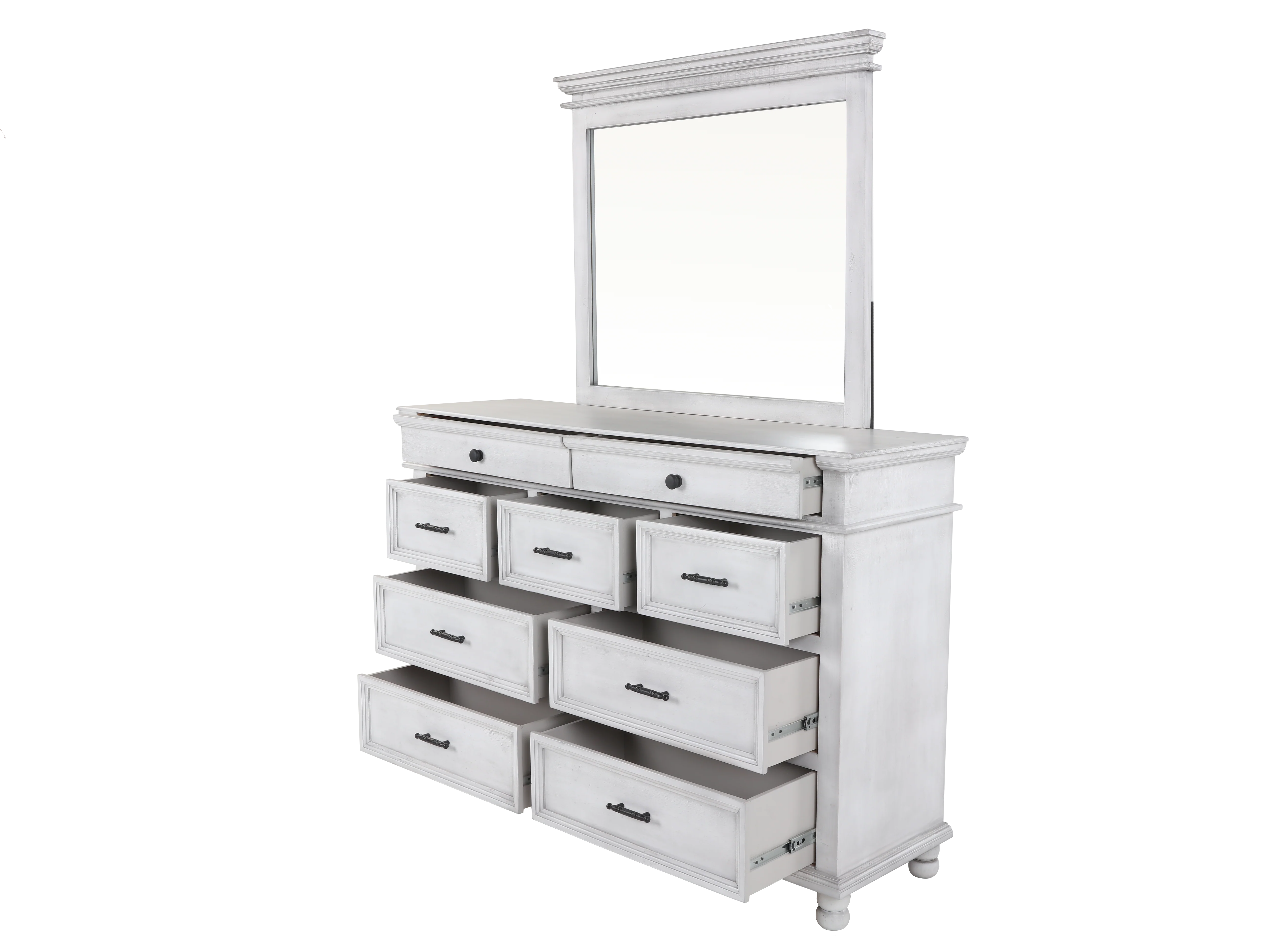 White 6-Piece Panel Bedroom Set with Dresser, Mirror & Nightstand - Image 5