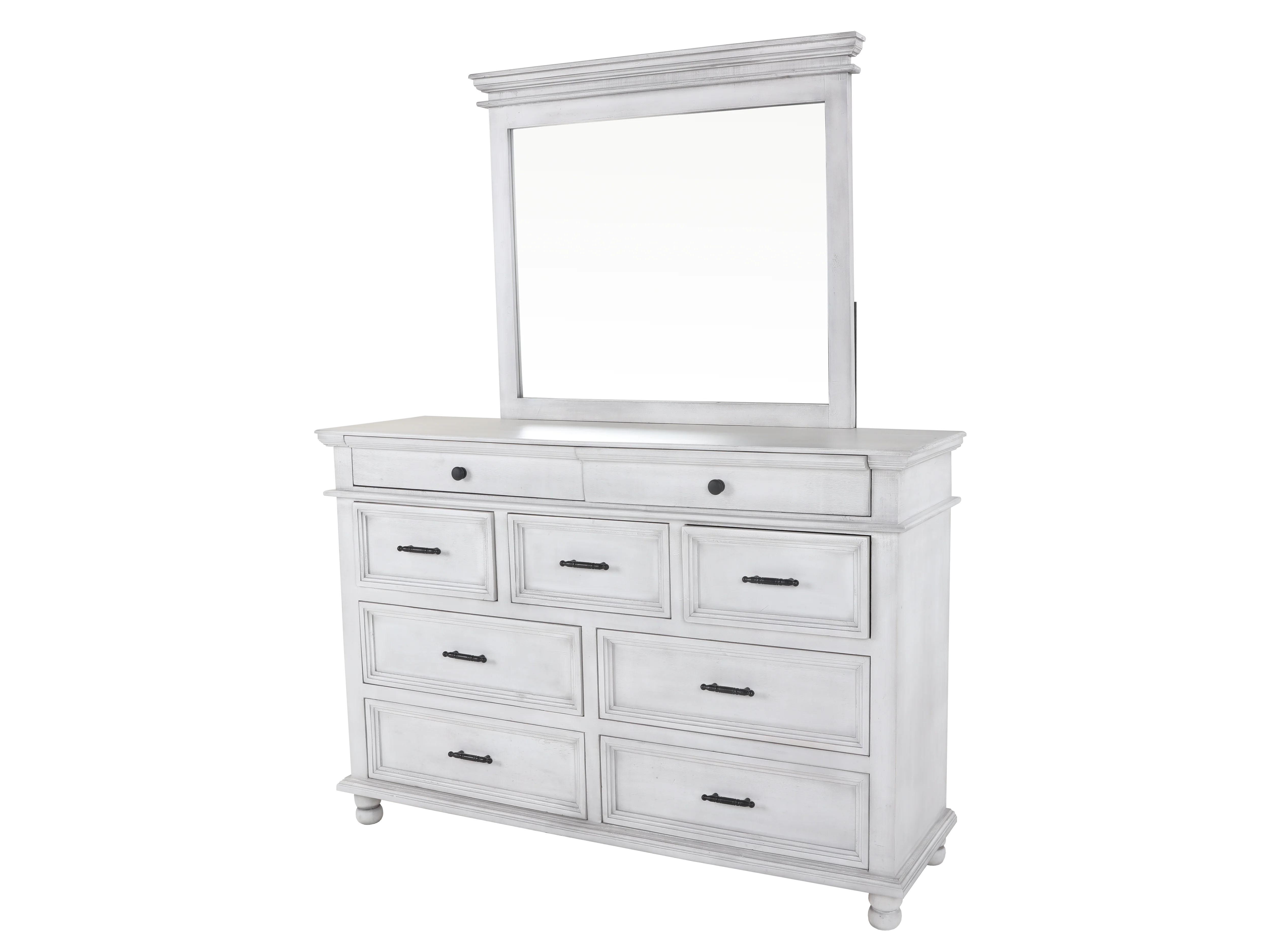 White 6-Piece Panel Bedroom Set with Dresser, Mirror & Nightstand - Image 7