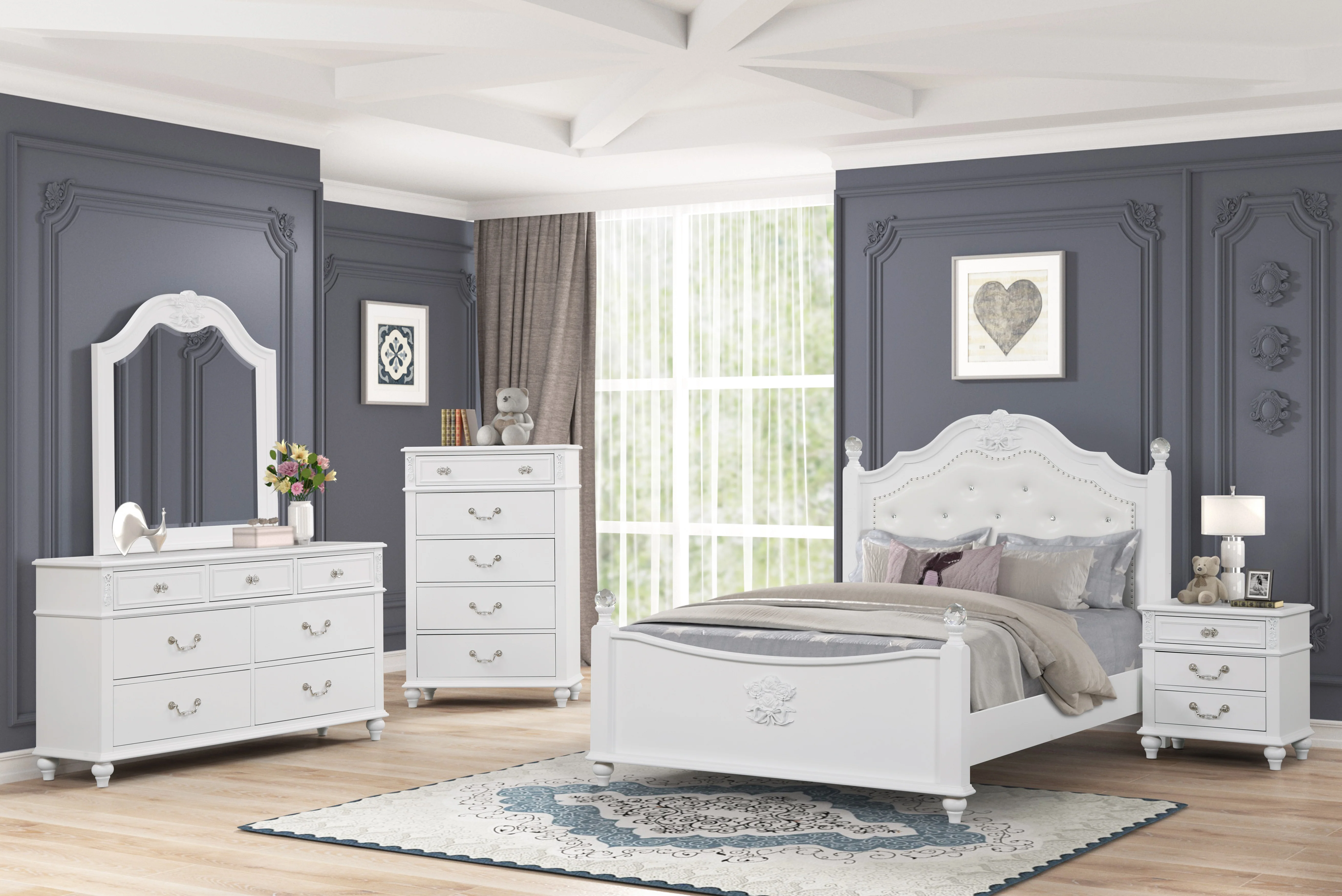 White Glam Chest with Wooden Top - Image 2