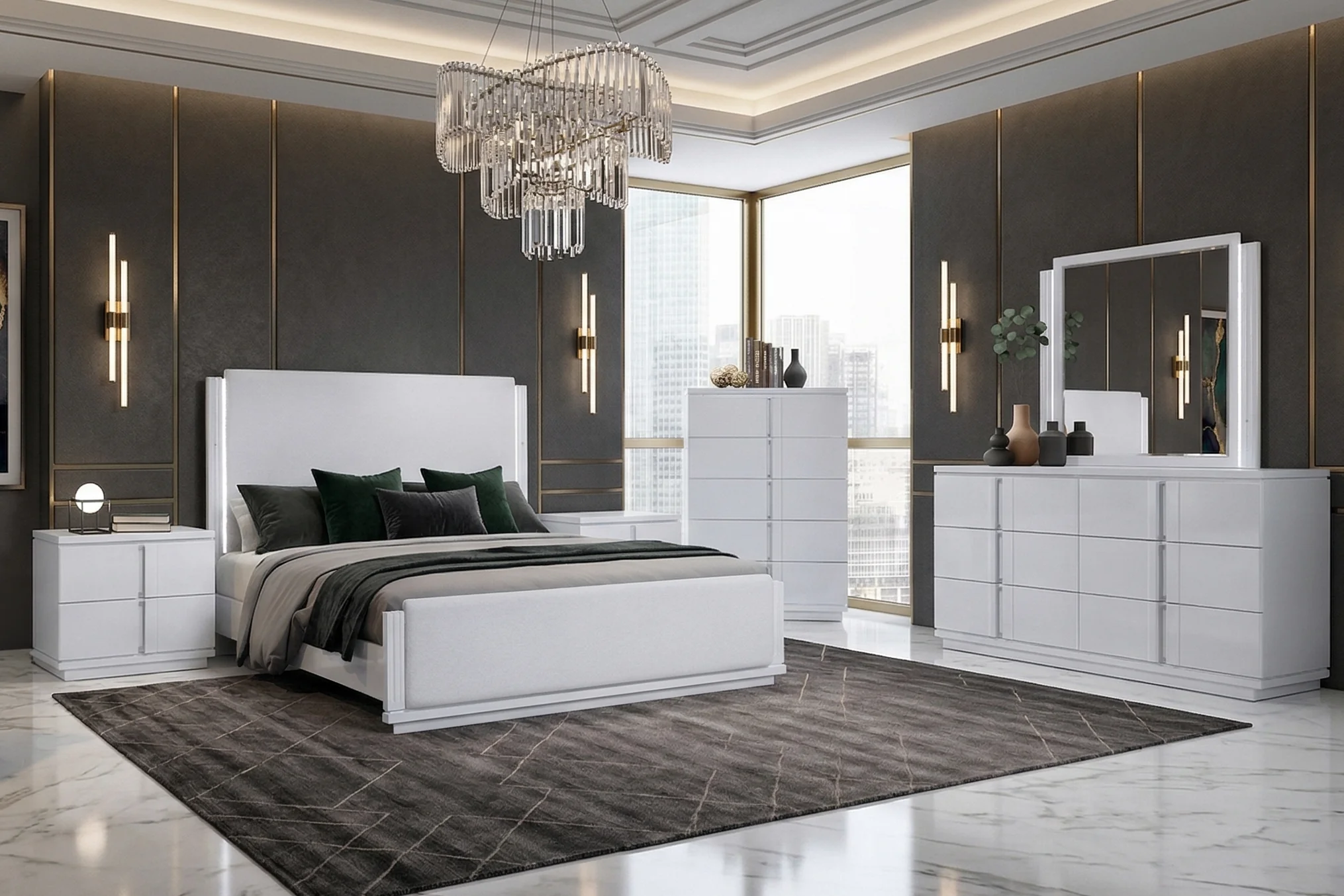 White Modern Bedroom Chest with Drawers