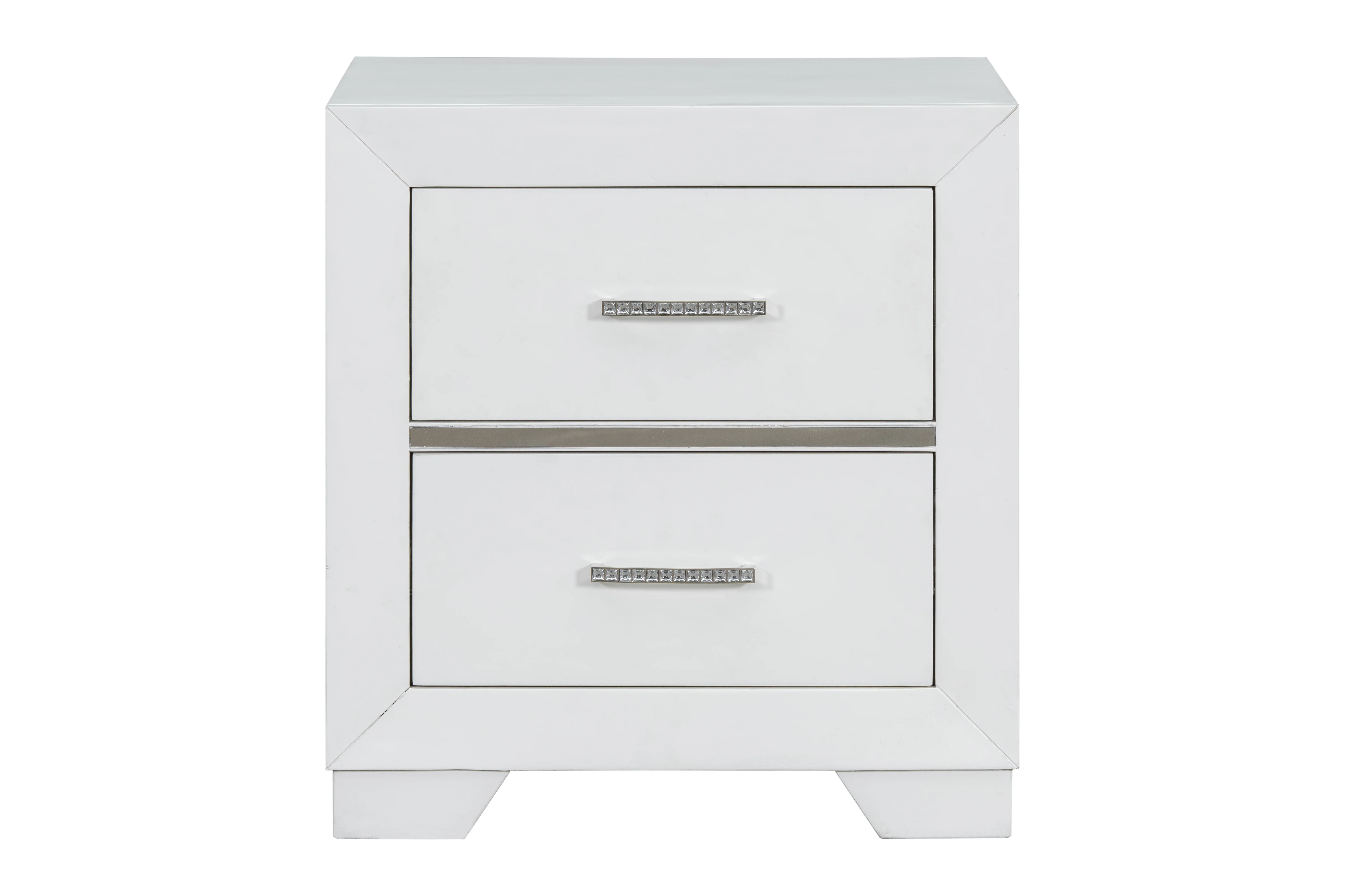 White Nightstand — 2-Drawer Bedside Table with Felt-Lined Top Drawer