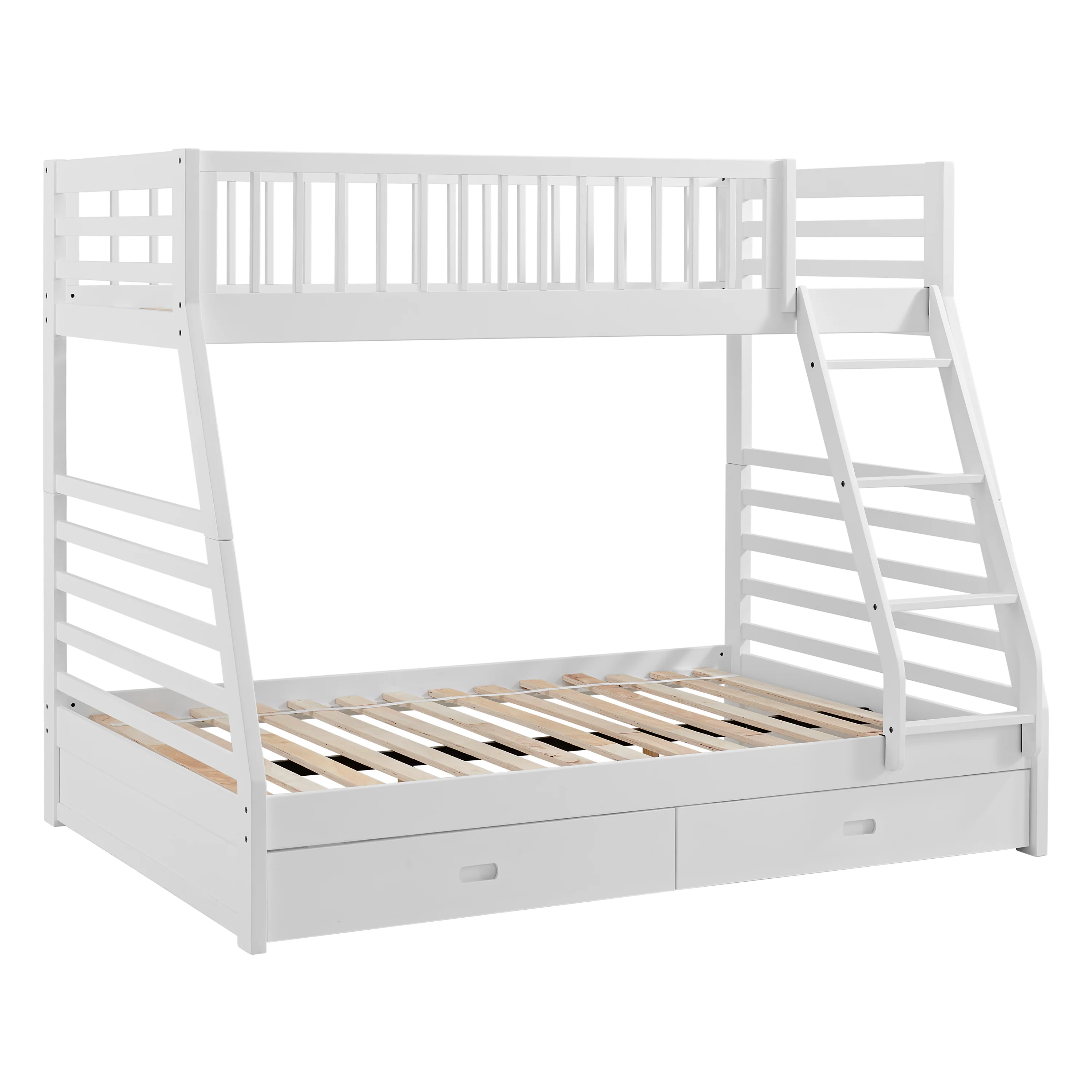 White Twin Over Full Bunk Bed with Storage Drawers - Image 2