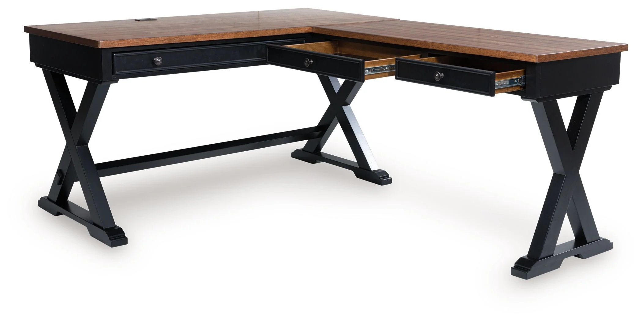 Wildenauer - Home Office Desk And Return - Brown / Black - Image 2
