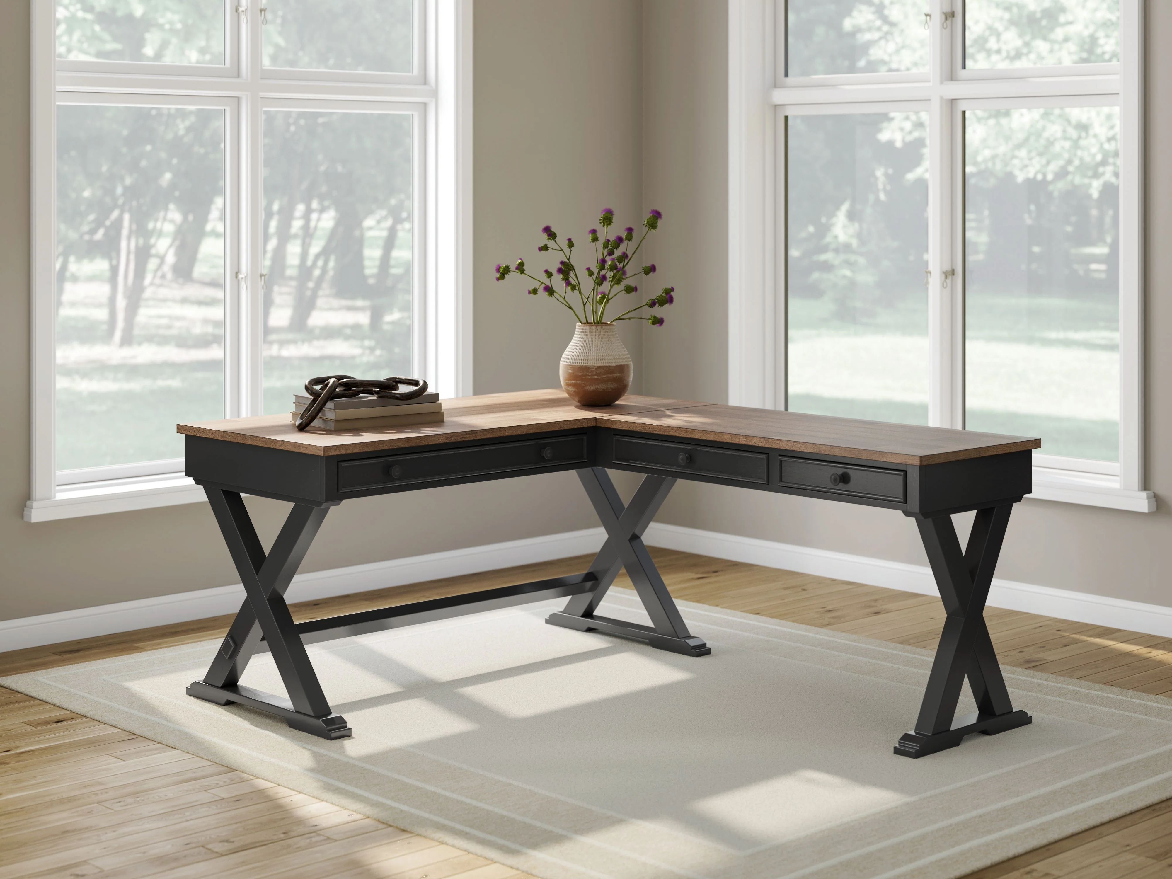 Wildenauer - Home Office Desk And Return - Brown / Black - Image 4