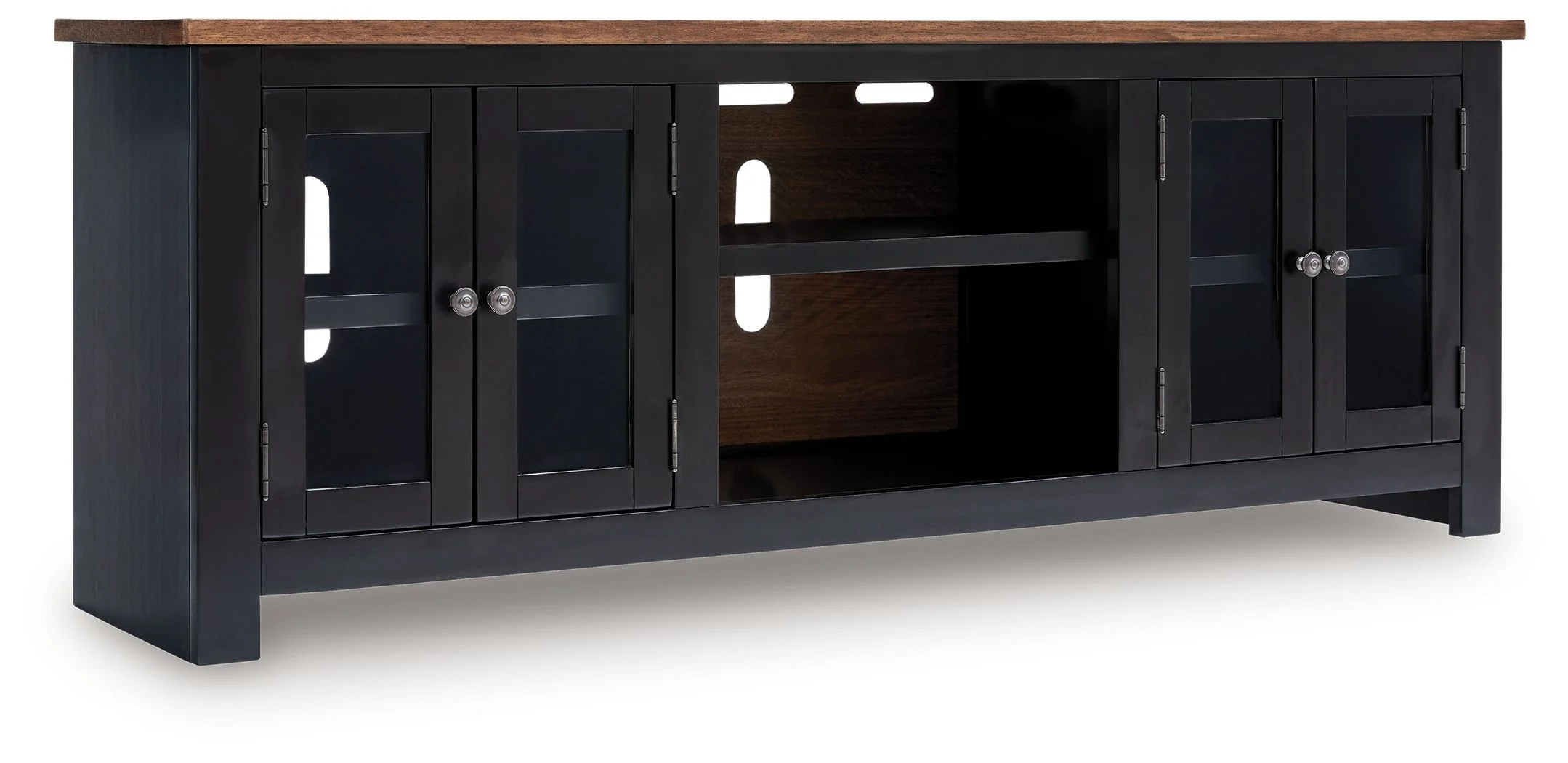 Wildenauer - XL TV Stand With Fireplace Option - Brown / Black - Image 3
