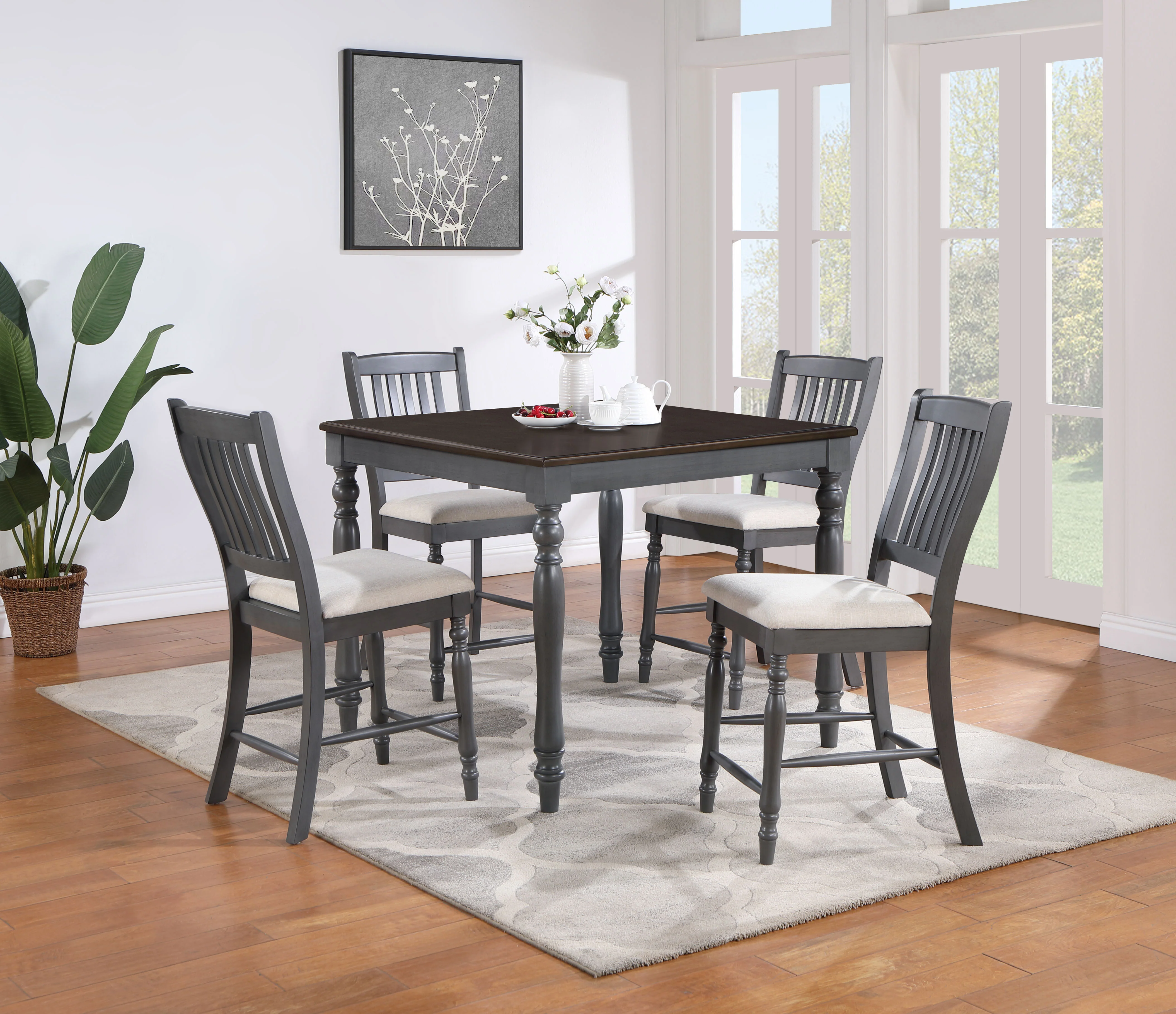 Wiley 5-piece Square Counter Height Dining Set Grey - Image 20