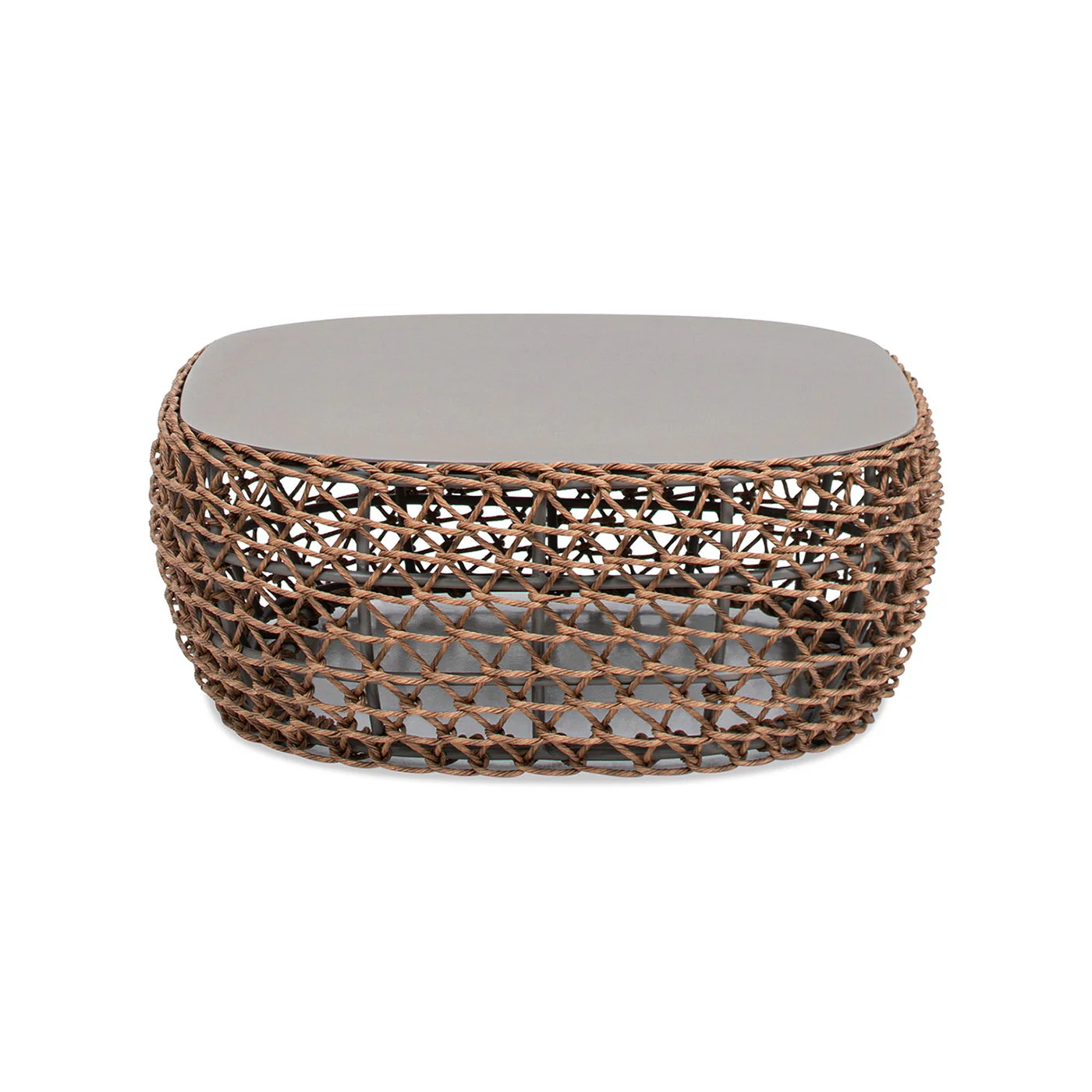 Willow - Oval Woven Patio Coffee Table, Wicker Frame - Image 11